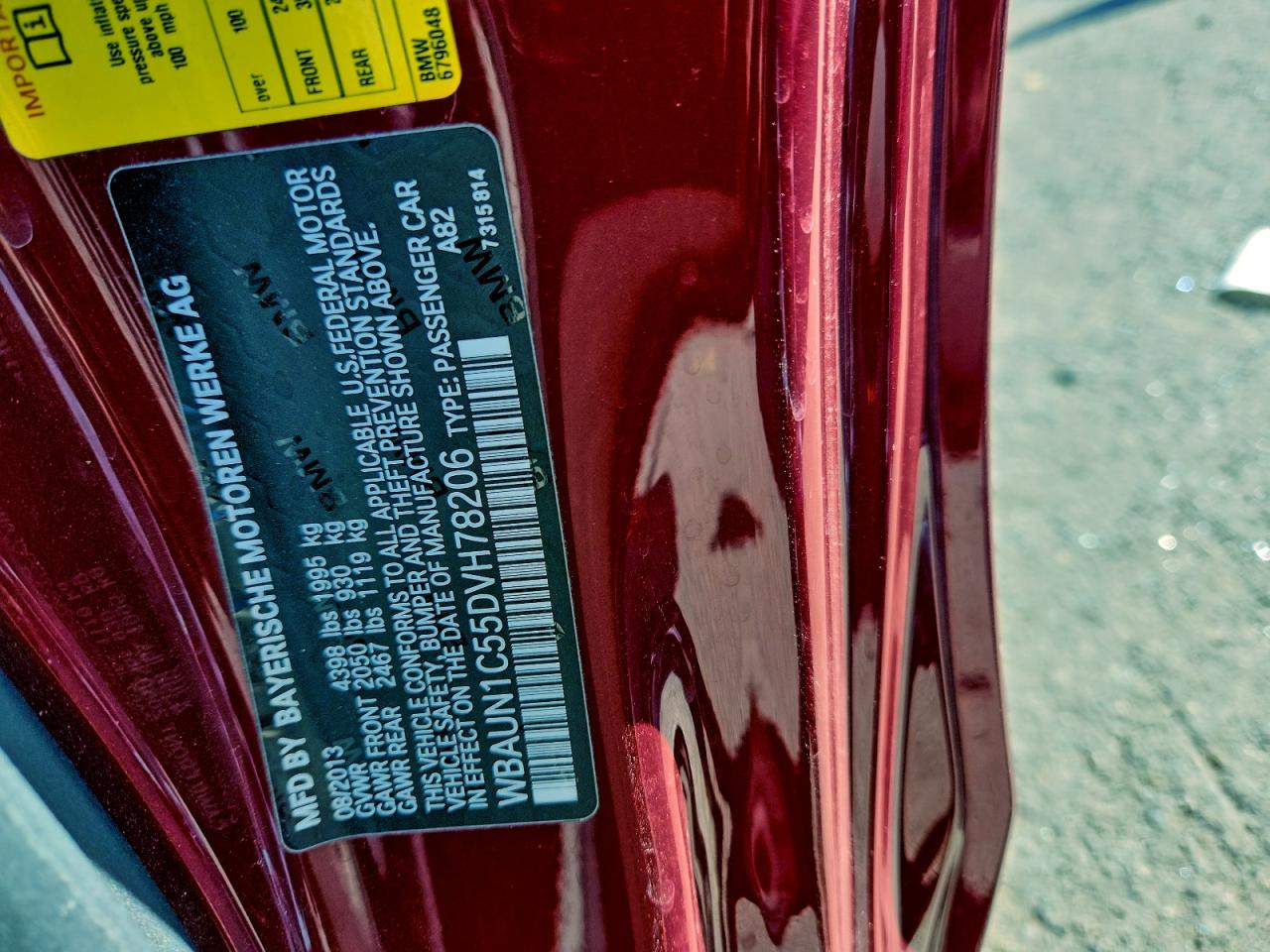 2013 Bmw 128 I Red vin: WBAUN1C55DVH78206