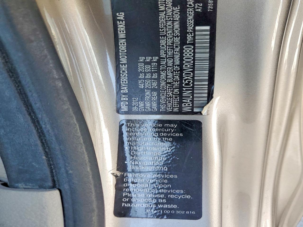 2013 Bmw 128 I Tan vin: WBAUN1C5XDVR00880