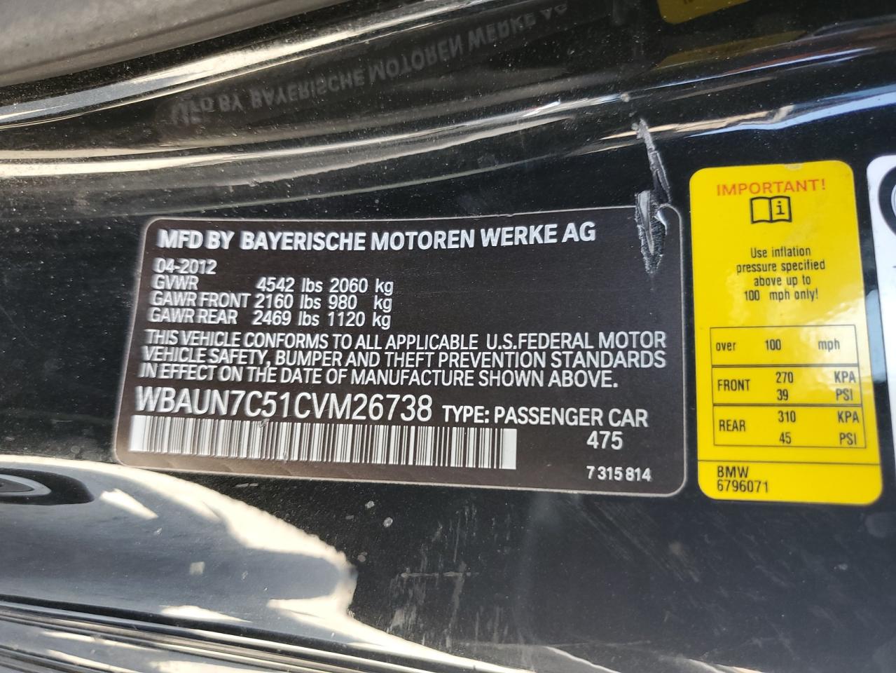 2012 Bmw 135 I Черный vin: WBAUN7C51CVM26738