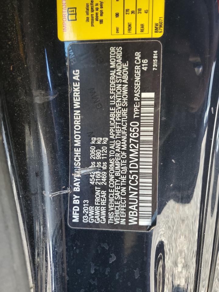 2013 Bmw 135 I Blue vin: WBAUN7C51DVM27650