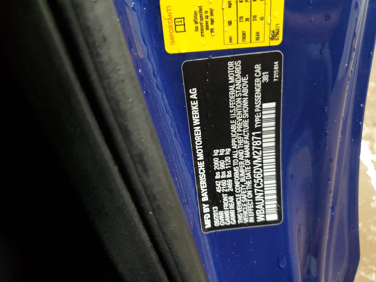 2013 Bmw 135 I Синий vin: WBAUN7C56DVM27871