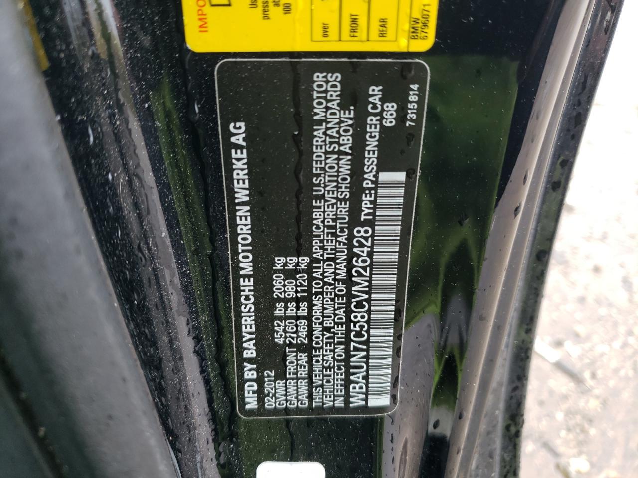 2012 Bmw 135 I Black vin: WBAUN7C58CVM26428