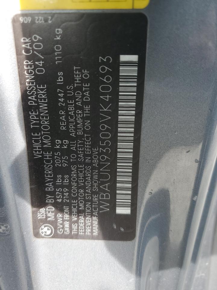 2009 Bmw 135 I Silver vin: WBAUN93509VK40693