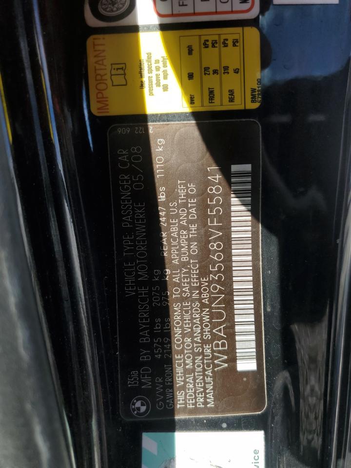 2008 Bmw 135 I Black vin: WBAUN93568VF55841