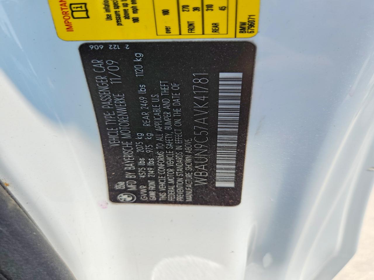 2010 Bmw 135 I White vin: WBAUN9C57AVK41781