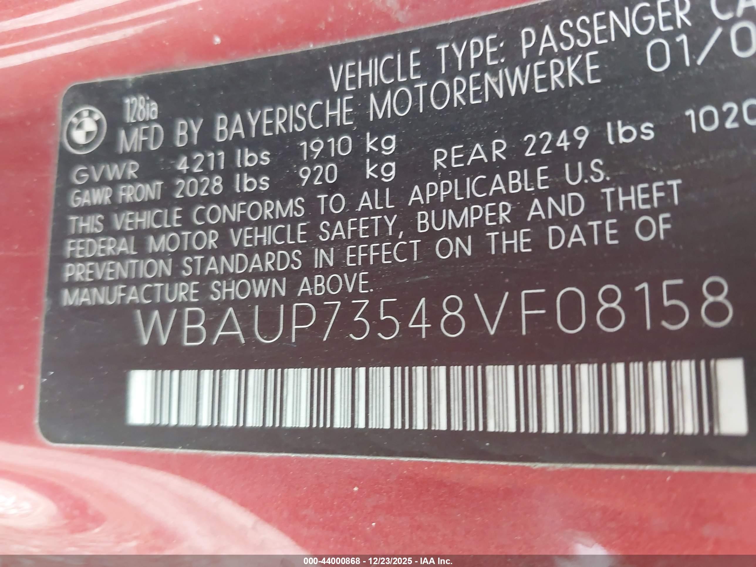 2008 Bmw 128i   Orange vin: WBAUP73548VF08158