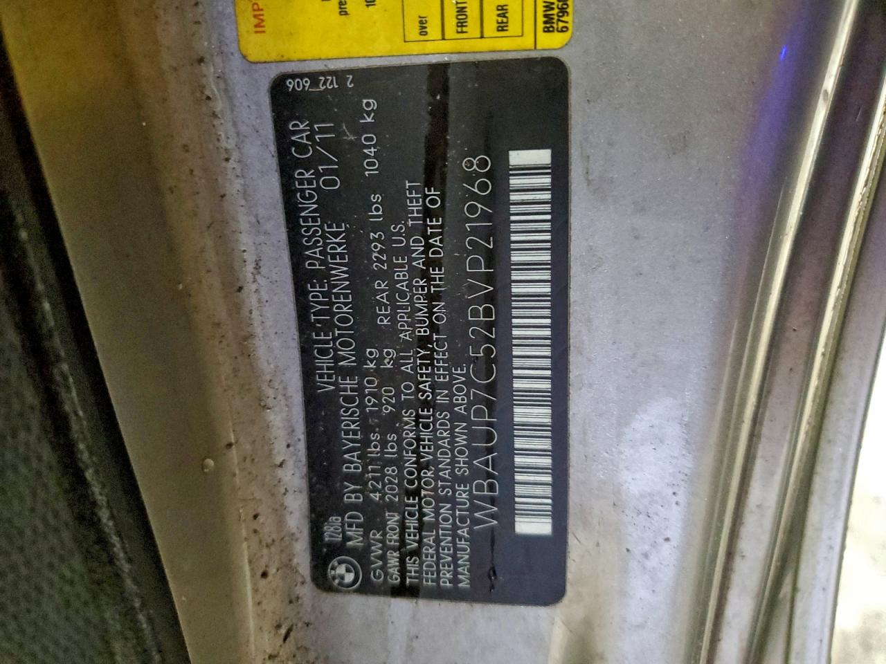 2011 Bmw 128 I Silver vin: WBAUP7C52BVP21968