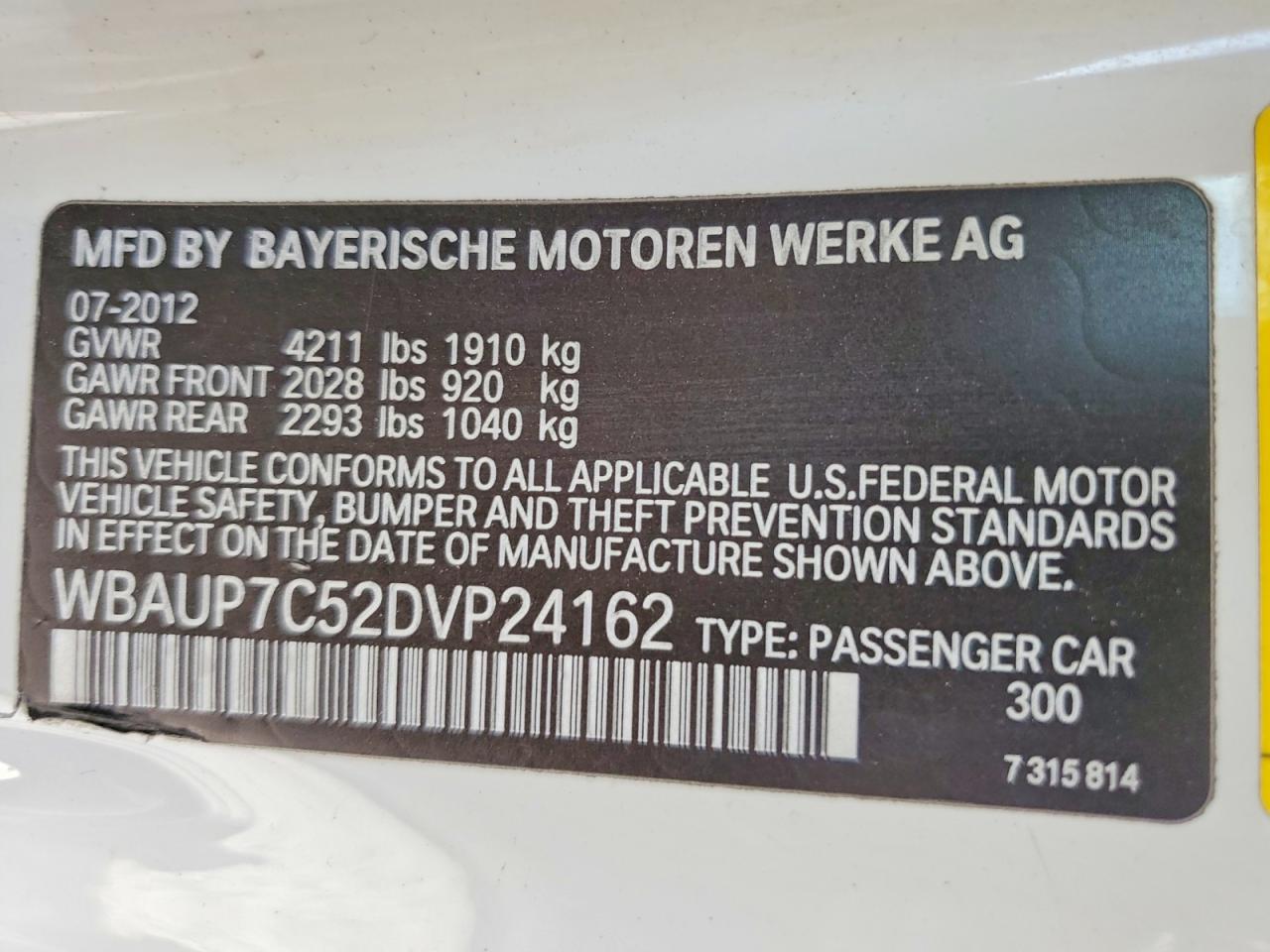 2013 Bmw 128 I White vin: WBAUP7C52DVP24162