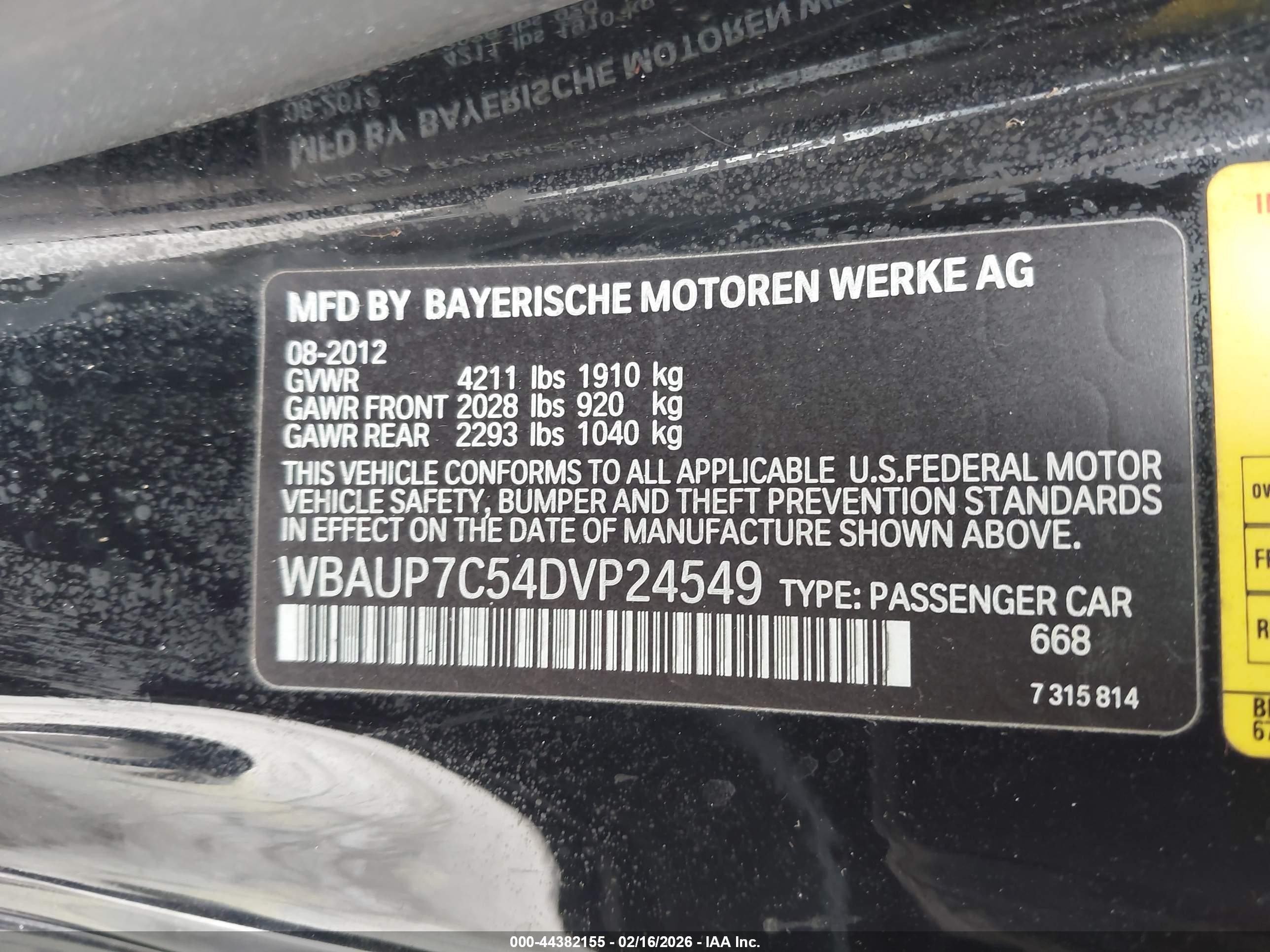 2013 Bmw 128i   Black vin: WBAUP7C54DVP24549