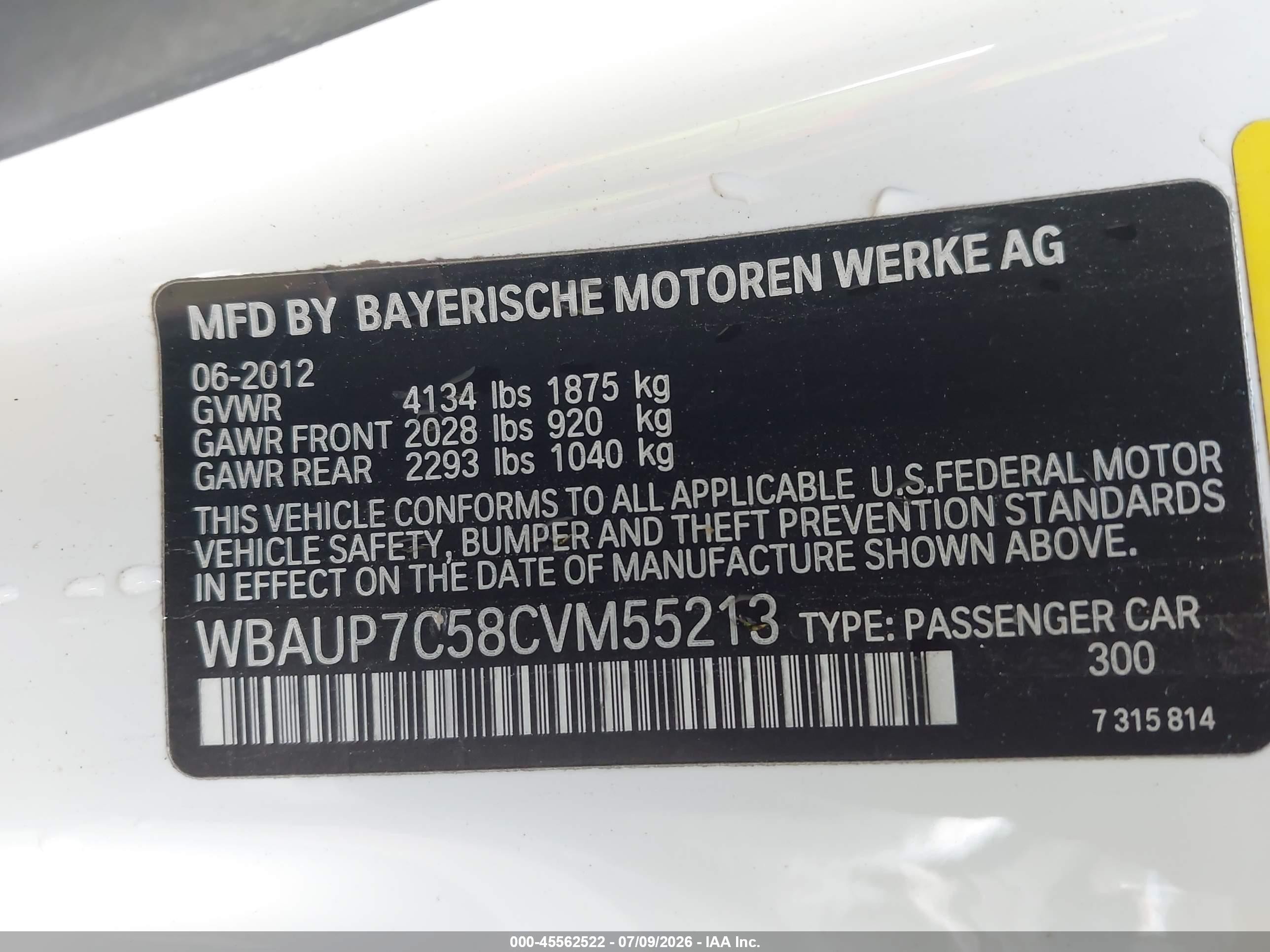2012 Bmw 128i   White vin: WBAUP7C58CVM55213
