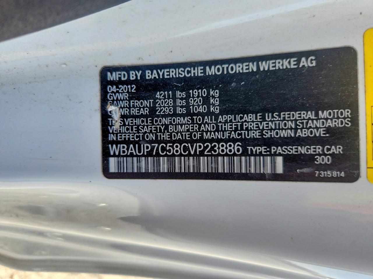 2012 Bmw 128 I White vin: WBAUP7C58CVP23886