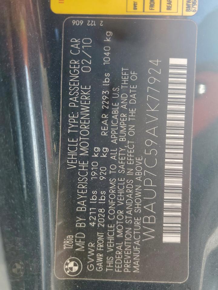 2010 Bmw 128 I Black vin: WBAUP7C59AVK77924