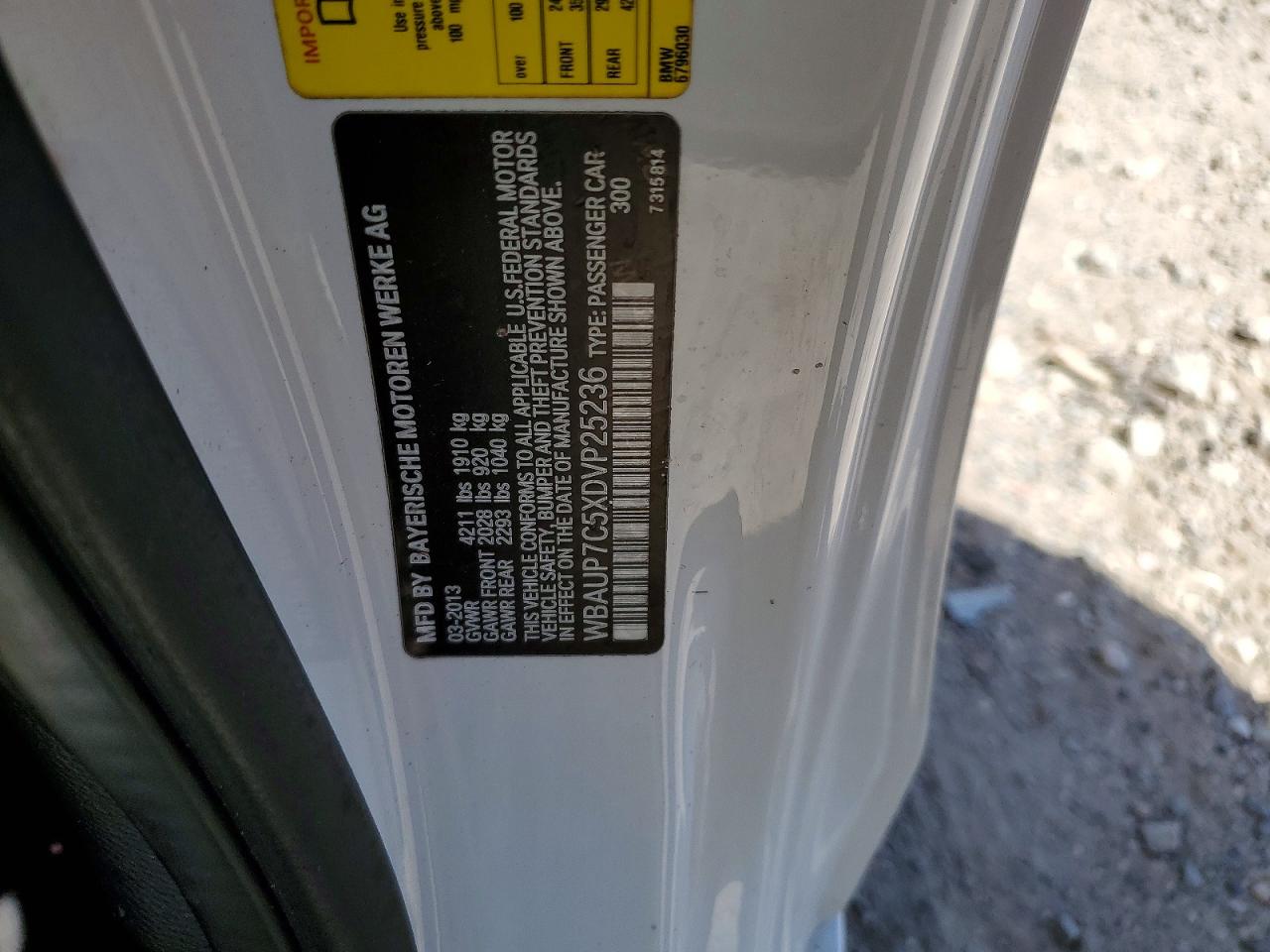 2013 Bmw 128 I White vin: WBAUP7C5XDVP25236