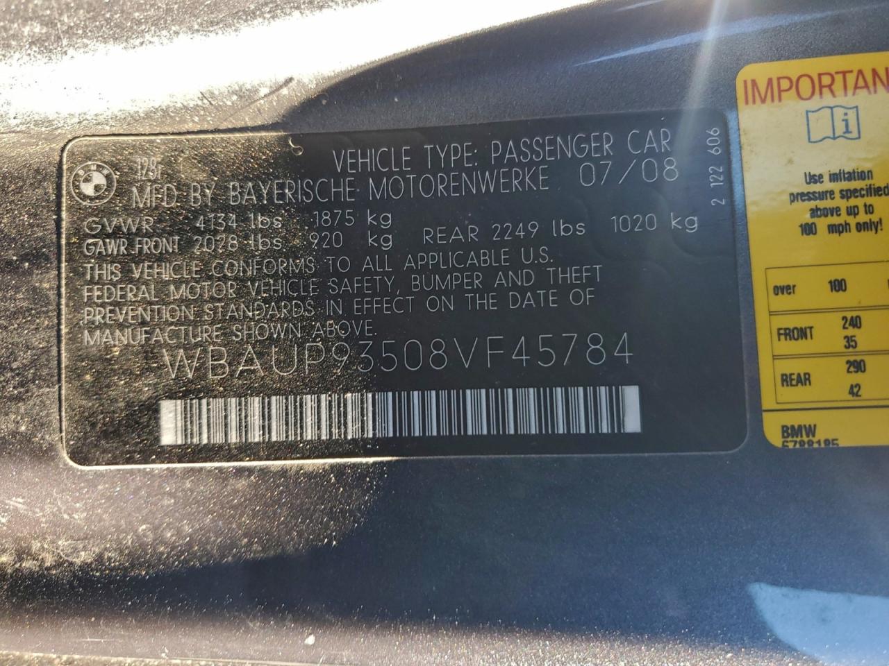 2008 Bmw 128 I Gray vin: WBAUP93508VF45784