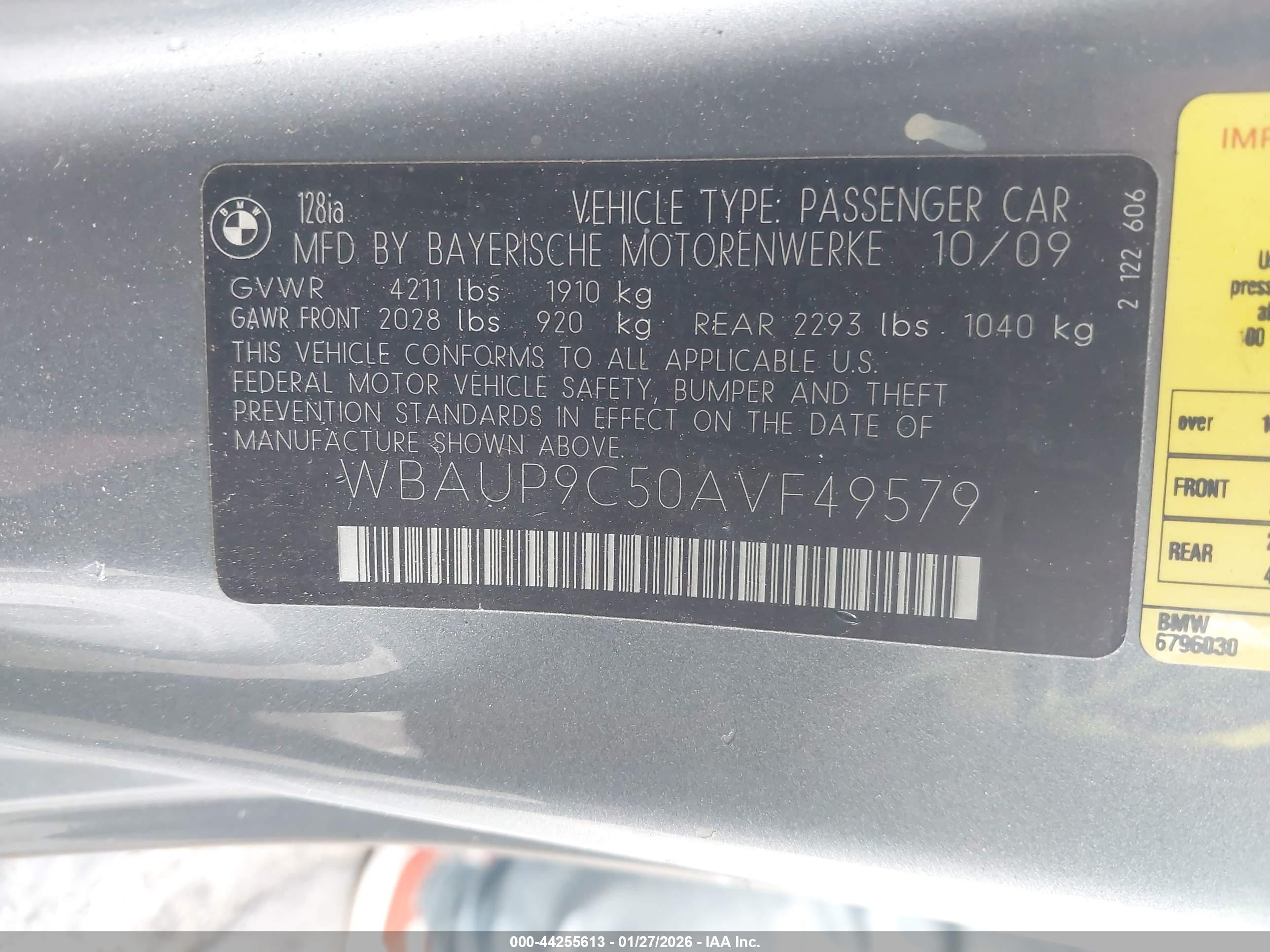 2010 Bmw 128i   Gray vin: WBAUP9C50AVF49579