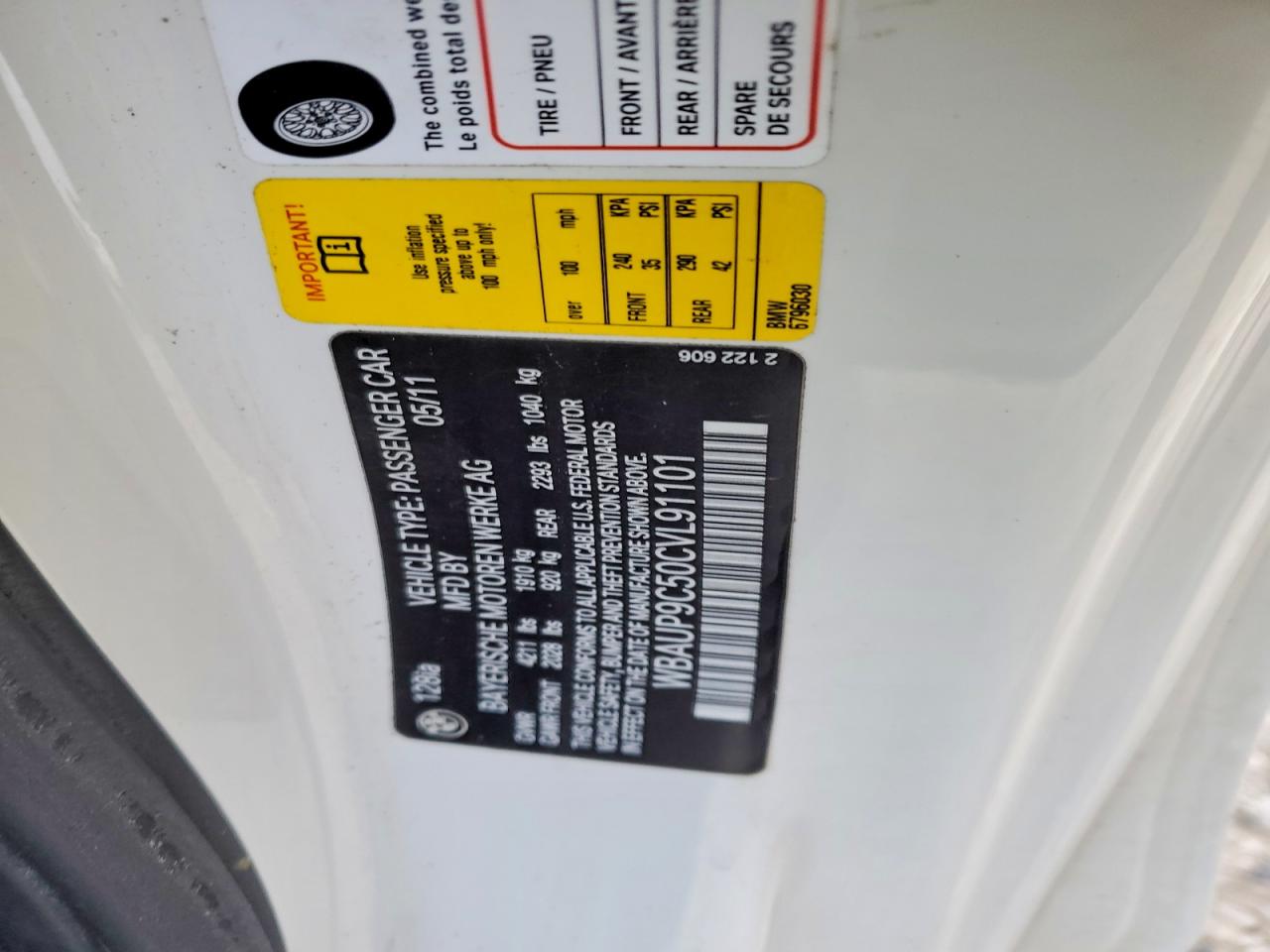 2012 Bmw 128 I Белый vin: WBAUP9C50CVL91101
