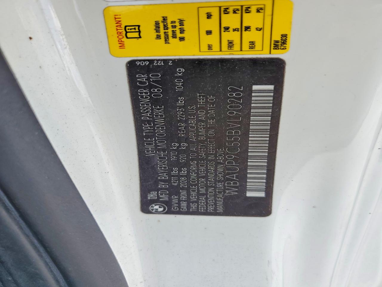 2011 Bmw 128 I White vin: WBAUP9C55BVL90282