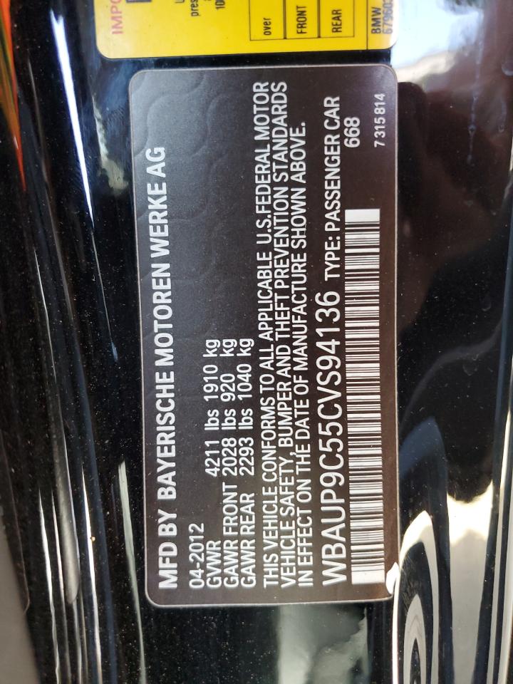 2012 Bmw 128 I Black vin: WBAUP9C55CVS94136