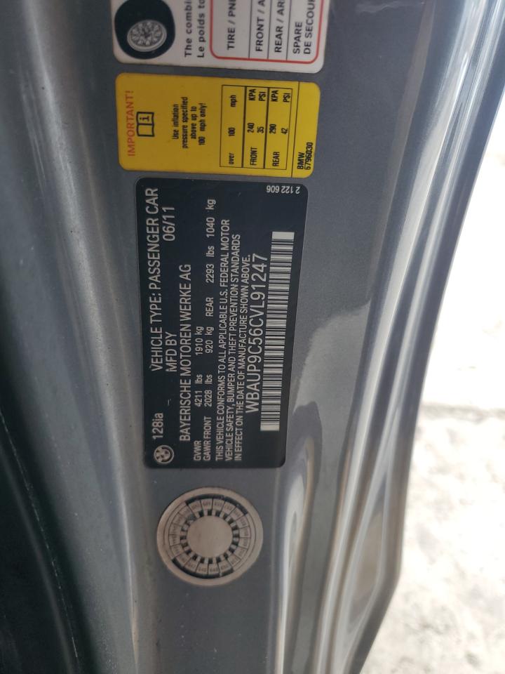 2012 Bmw 128 I Silver vin: WBAUP9C56CVL91247
