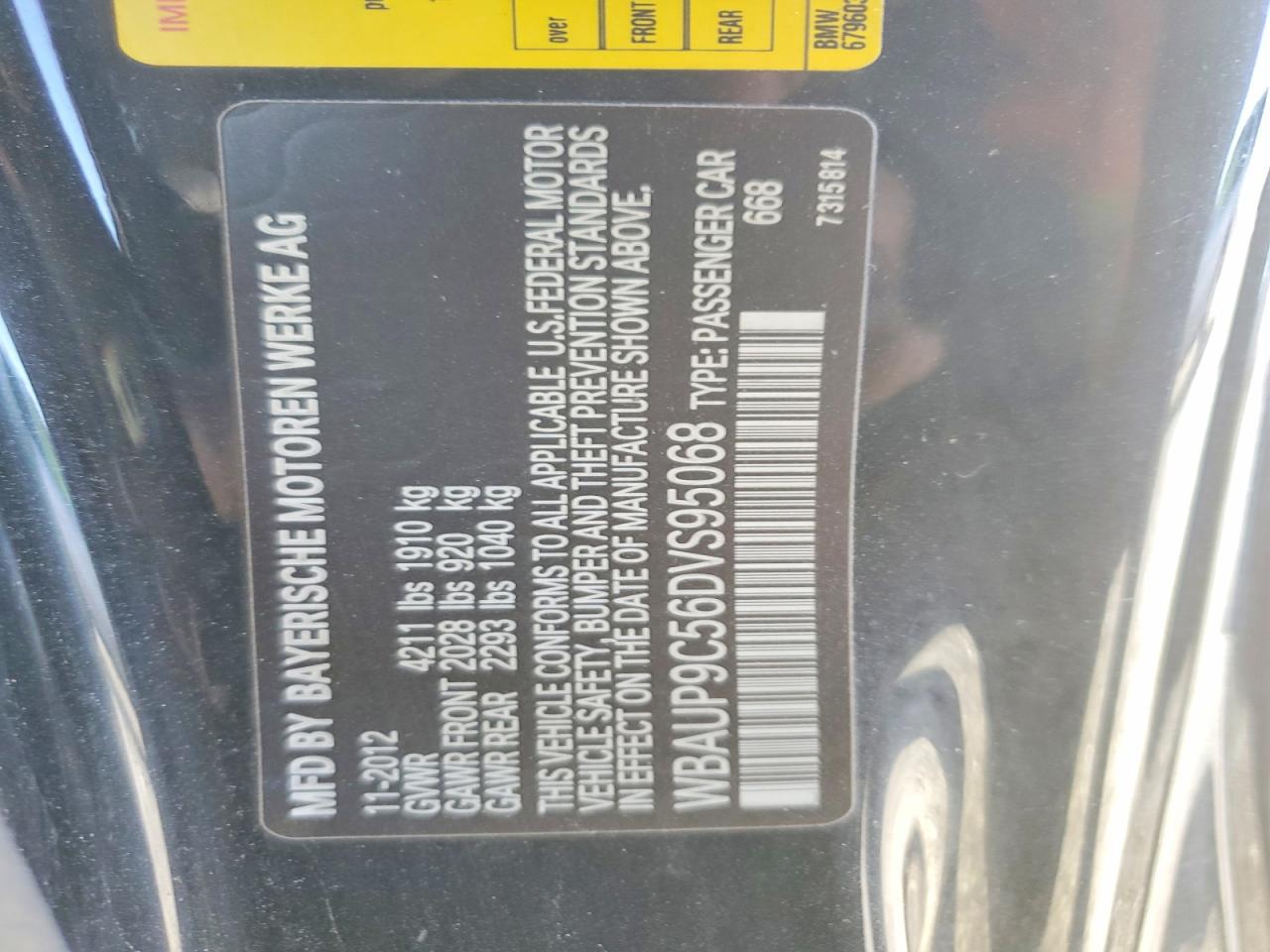 2013 Bmw 128 I Black vin: WBAUP9C56DVS95068