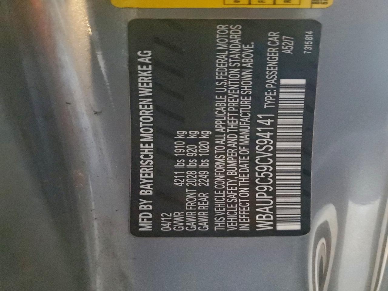 2012 Bmw 128 I Серебряный vin: WBAUP9C59CVS94141