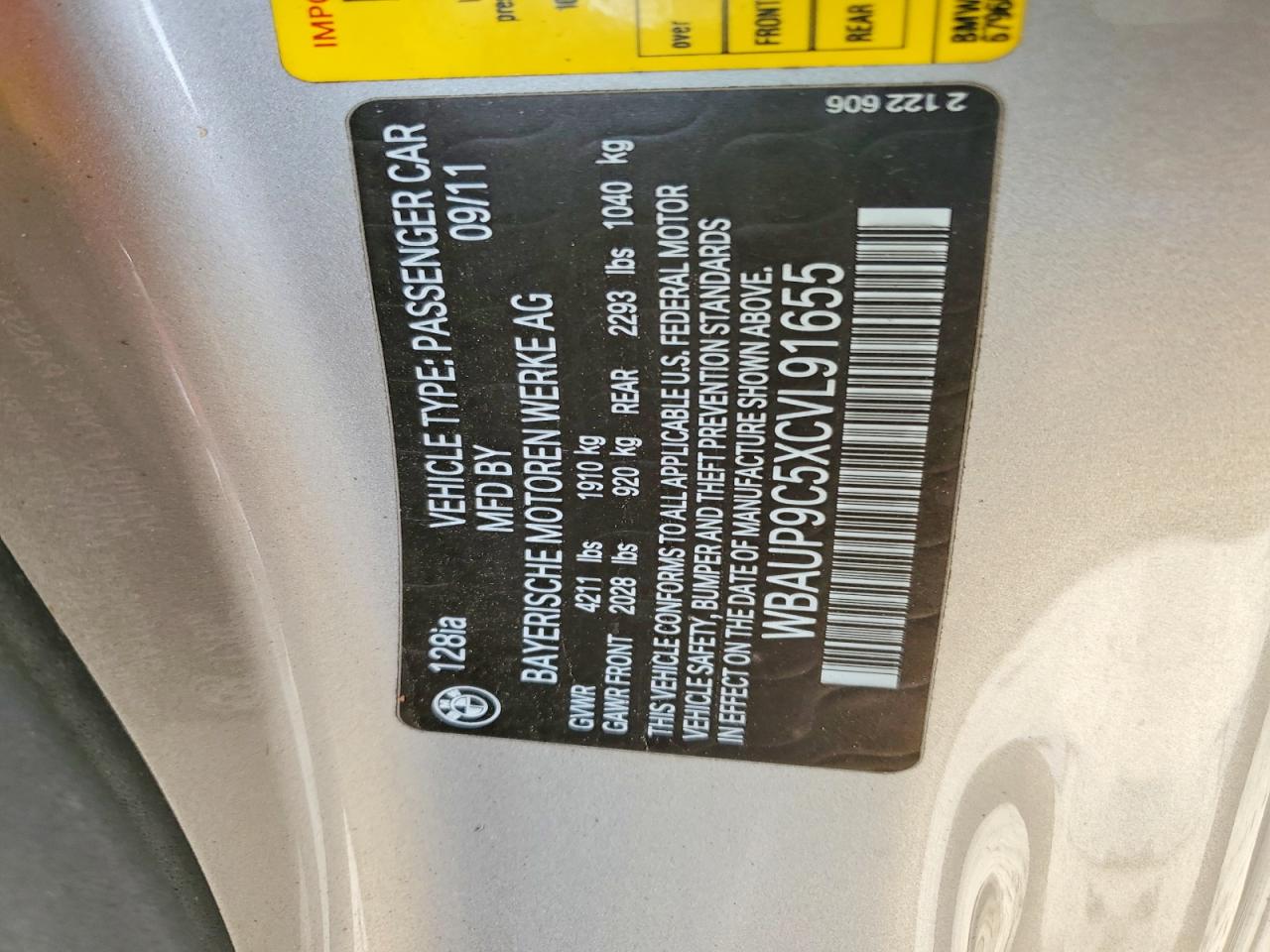 2012 Bmw 128 I Beige vin: WBAUP9C5XCVL91655