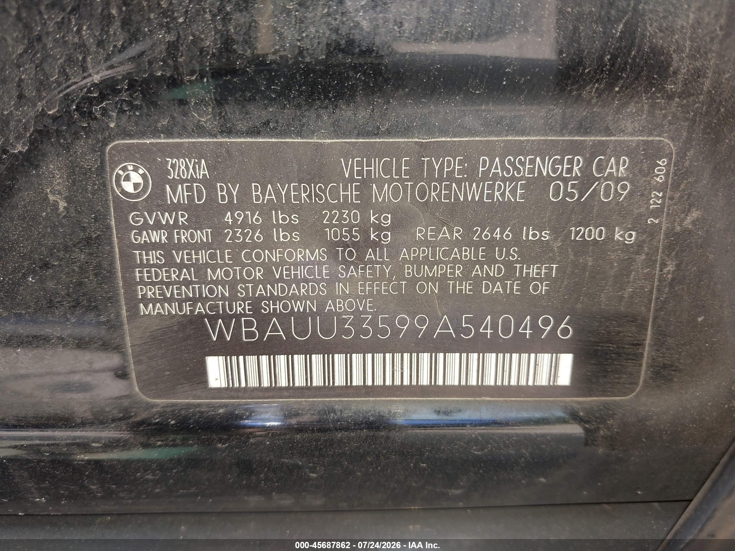 2009 Bmw 328i Xdrive Черный vin: WBAUU33599A540496