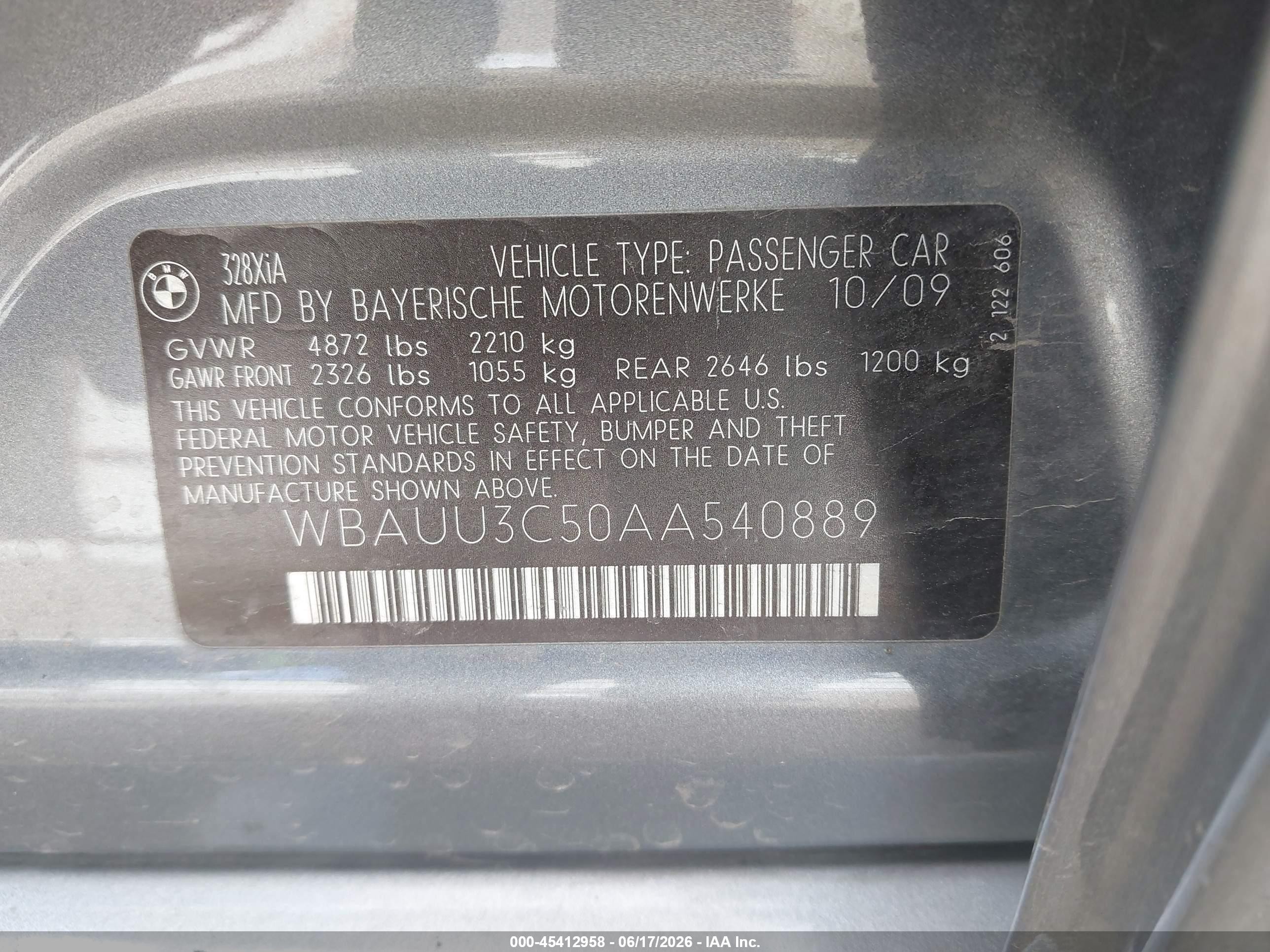 2010 Bmw 328i Xdrive Gray vin: WBAUU3C50AA540889