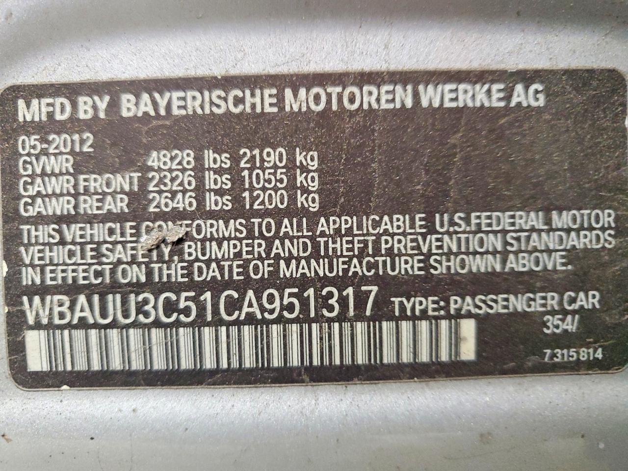 2012 Bmw 328 Xi Silver vin: WBAUU3C51CA951317