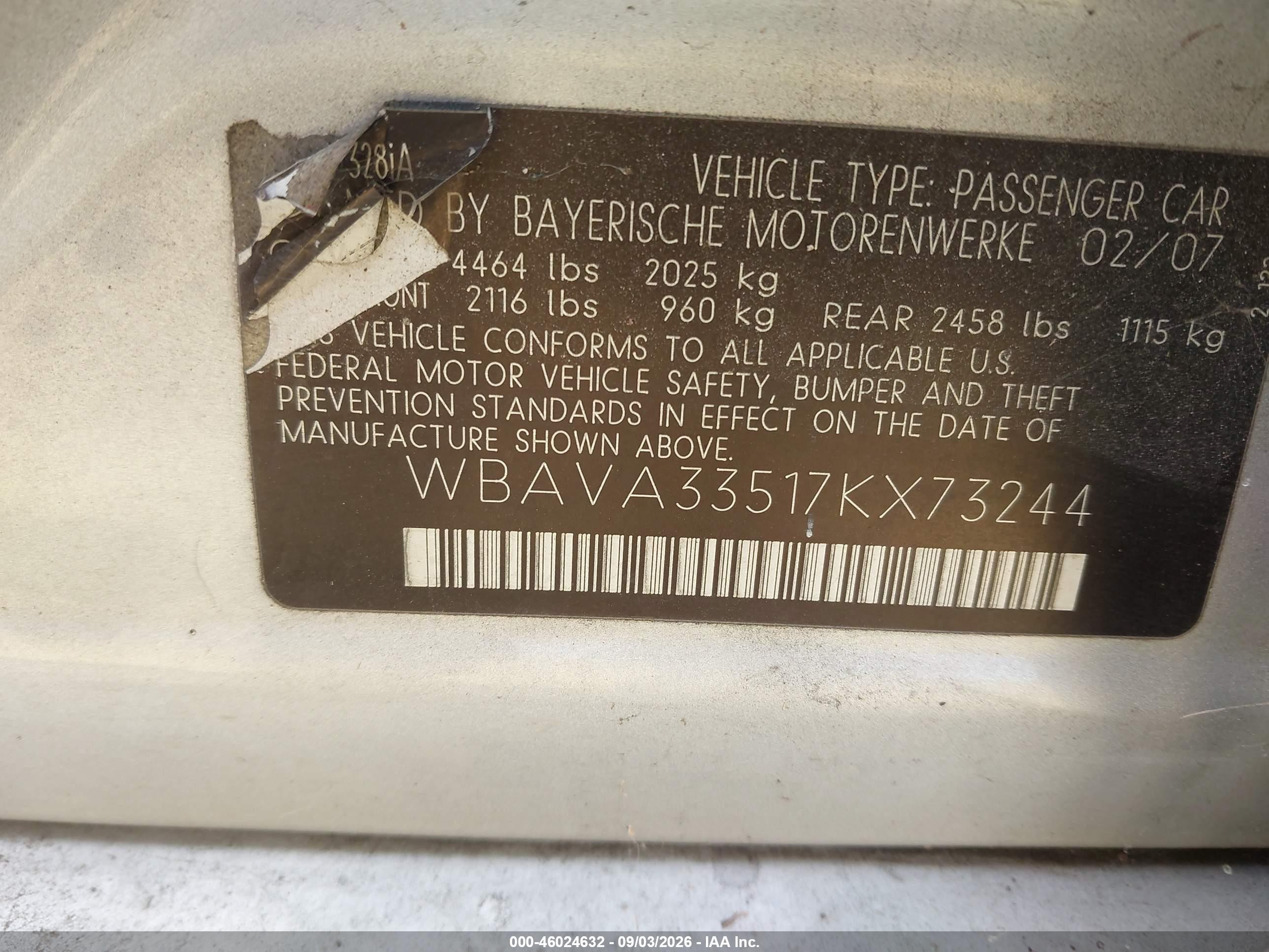 2007 Bmw 328i   Silver vin: WBAVA33517KX73244