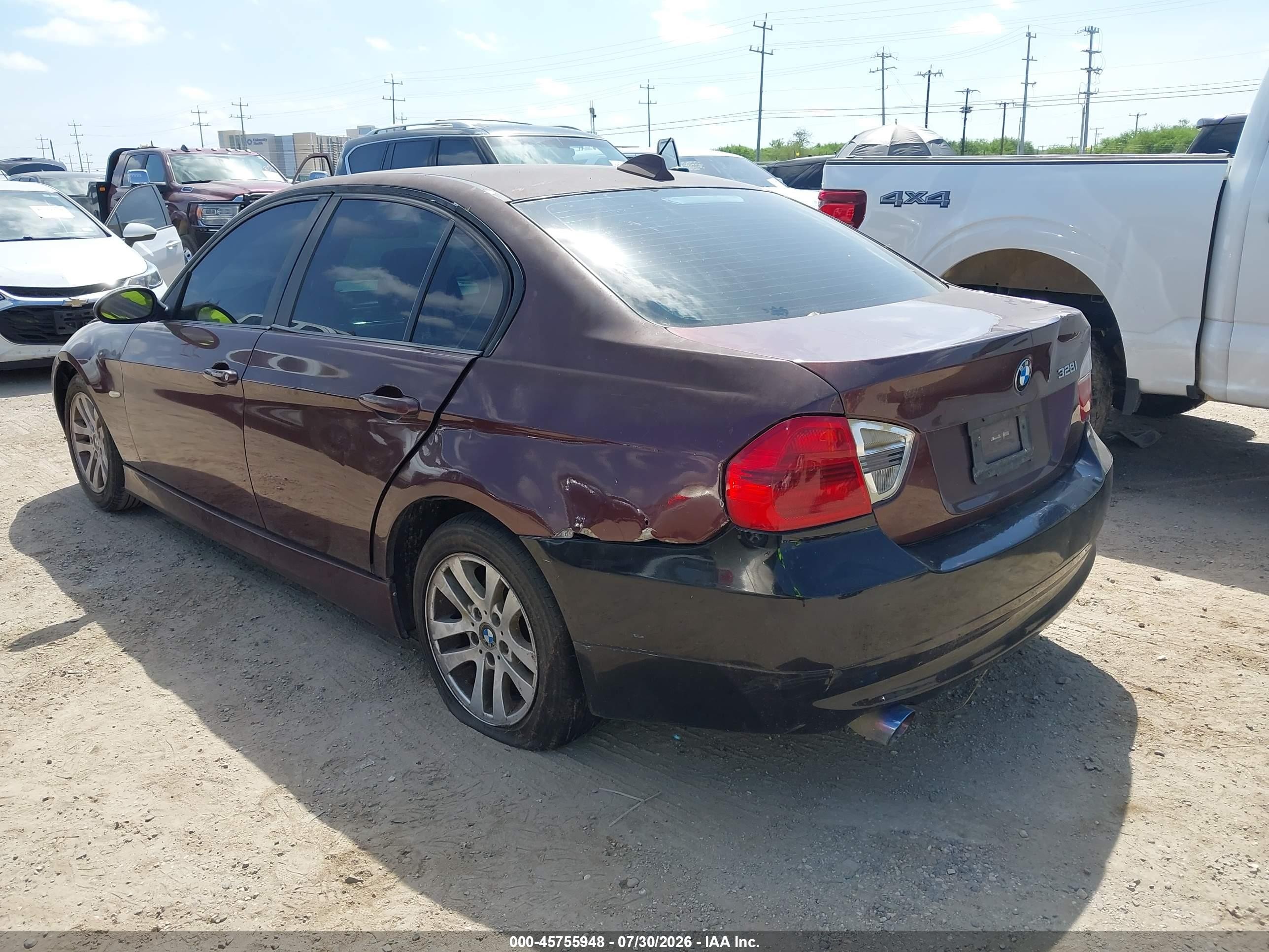 2007 Bmw 328i   Maroon vin: WBAVA33557PV67072