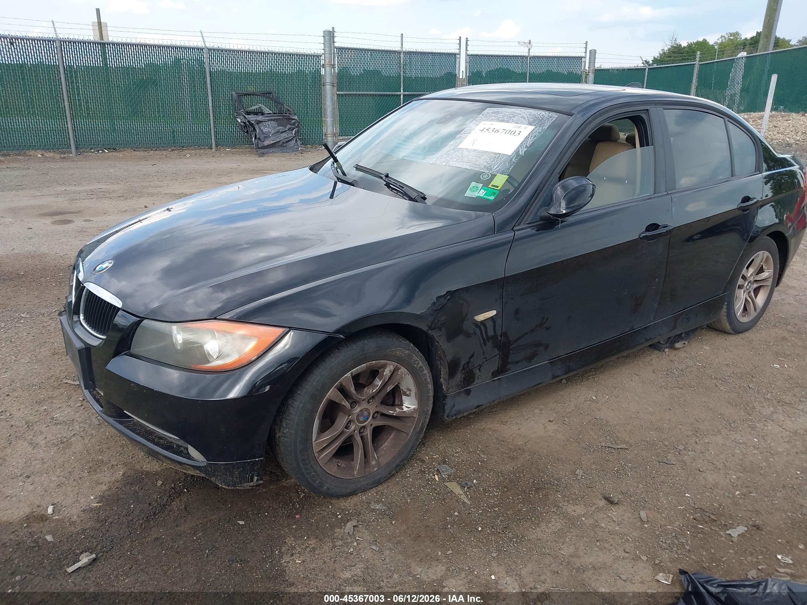 2008 Bmw 328i Черный vin: WBAVA335X8KX88584
