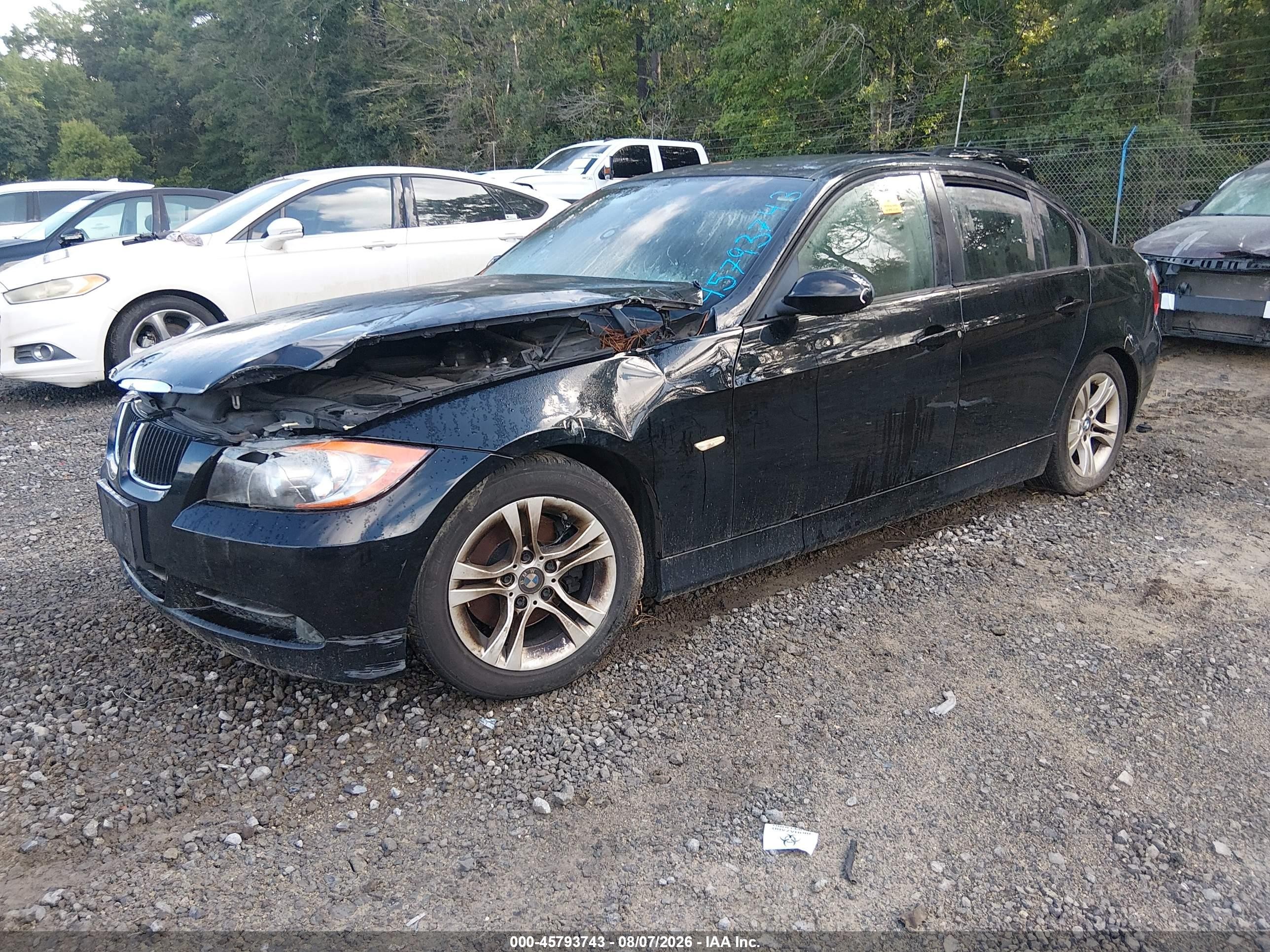 2008 Bmw 328i Black vin: WBAVA37518NL52408