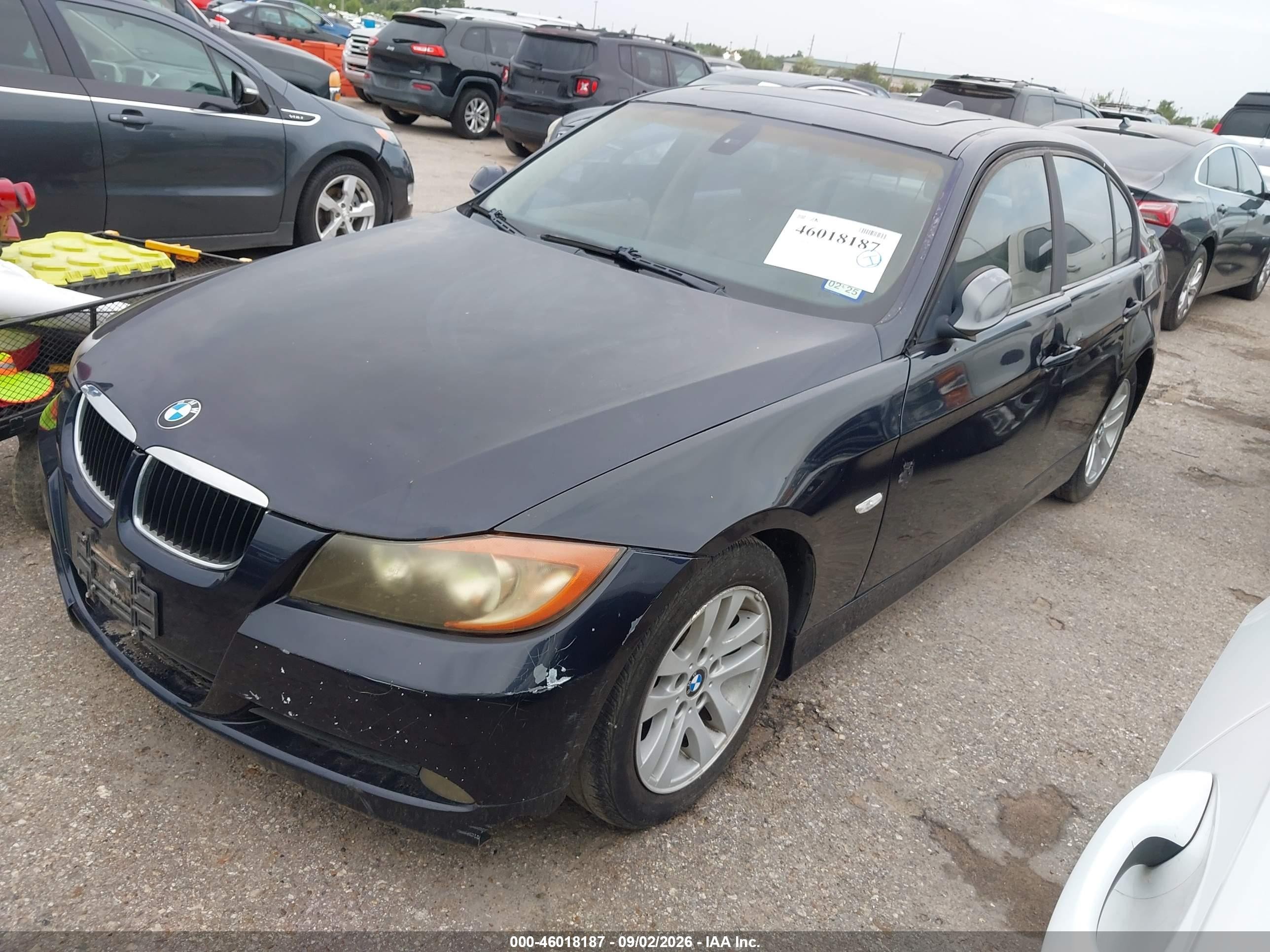 2007 Bmw 328i   Черный vin: WBAVA37567NL11562