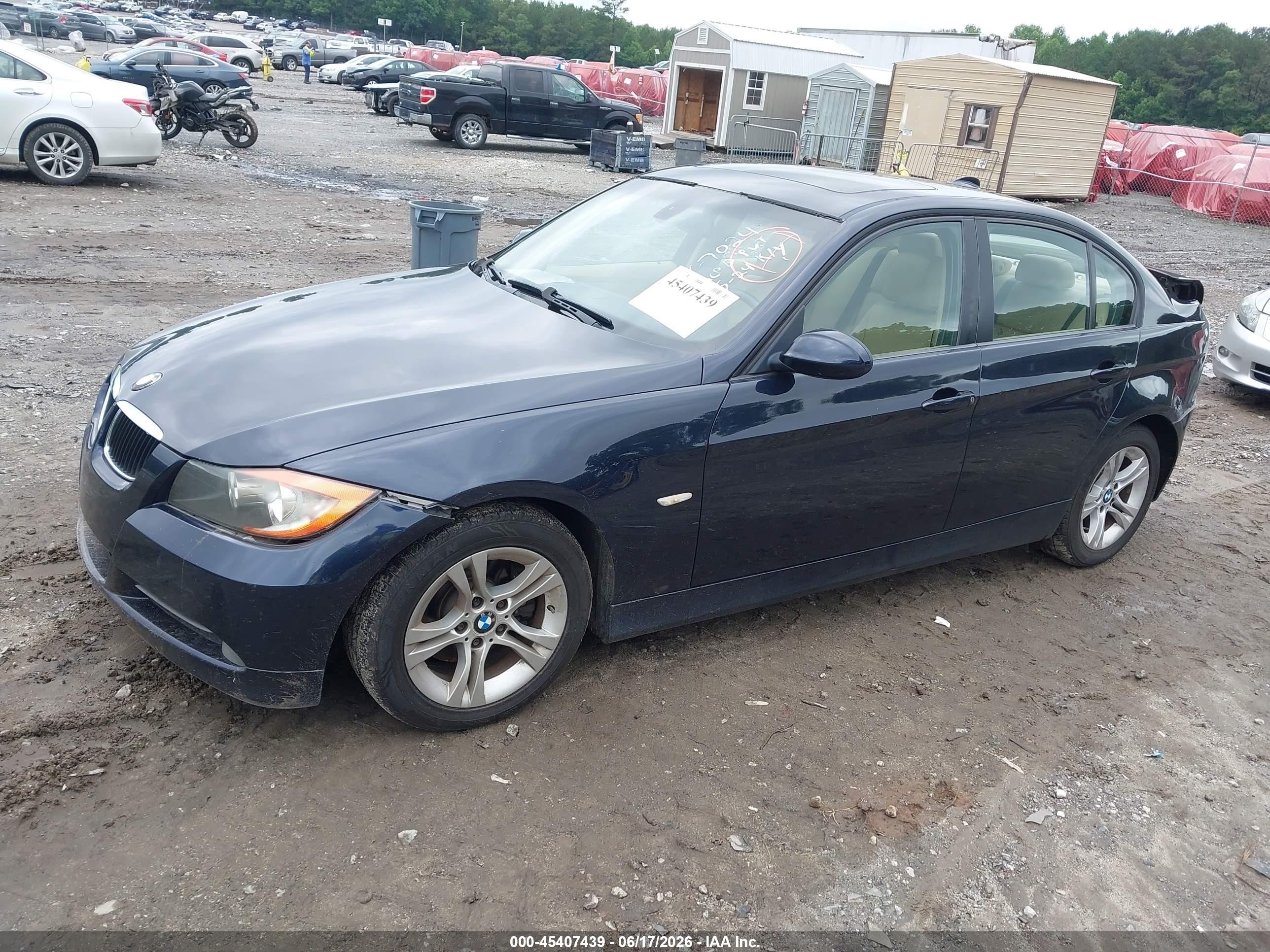 2008 Bmw 328i   Dark Blue vin: WBAVA37588NL57024