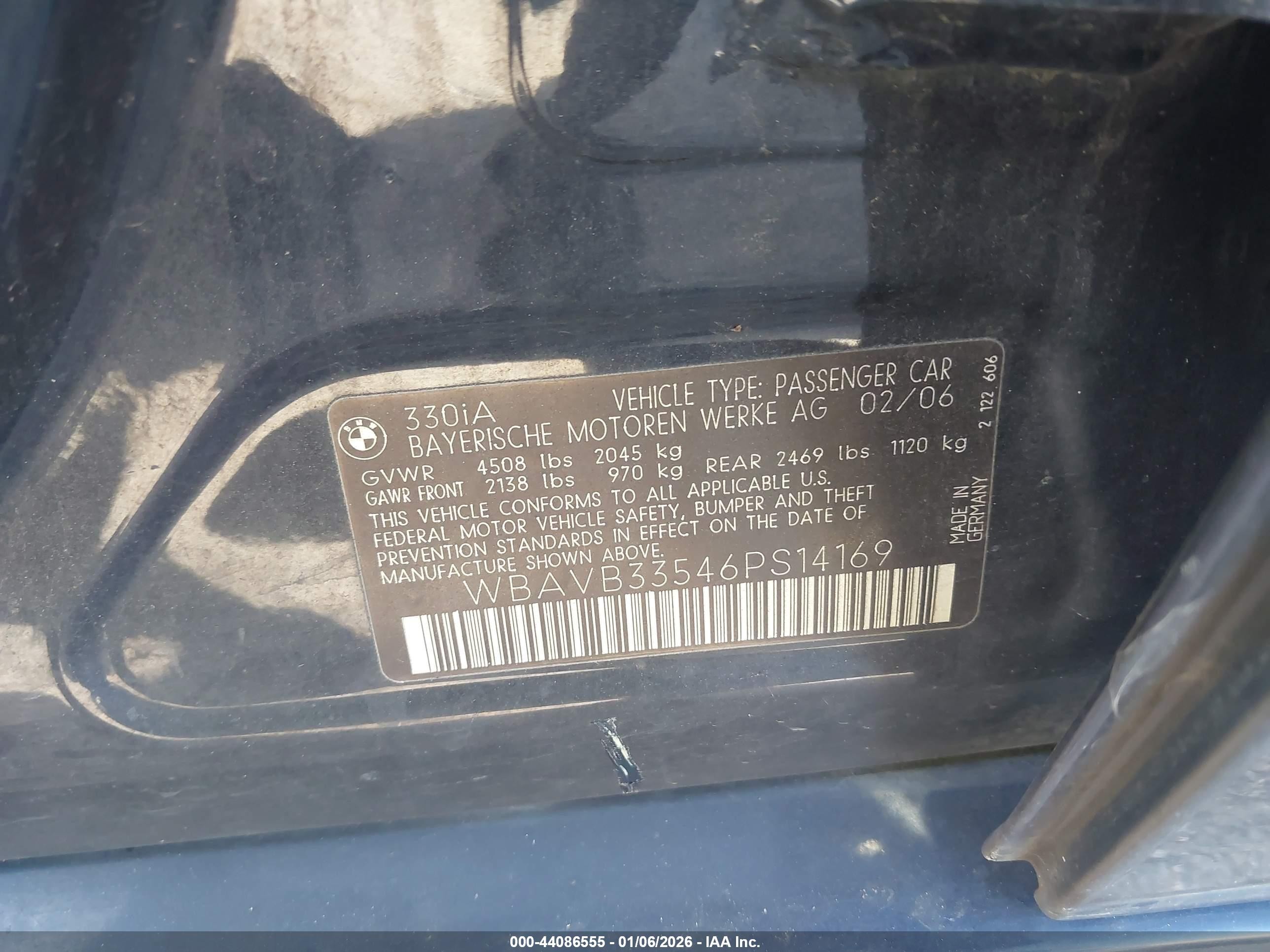 2006 Bmw 330i   Black vin: WBAVB33546PS14169