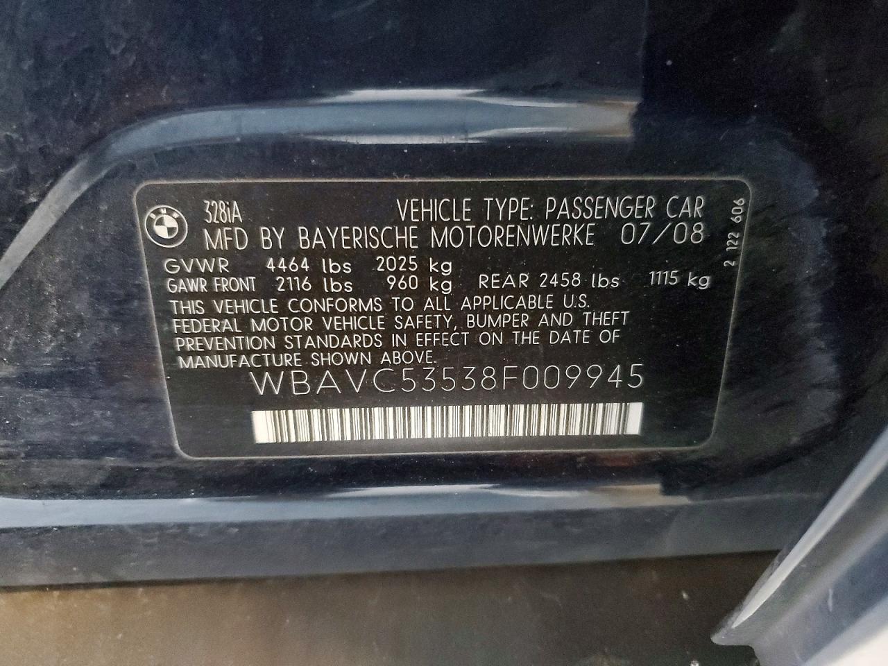2008 Bmw Motorrad 3 Series 328i Синий vin: WBAVC53538F009945