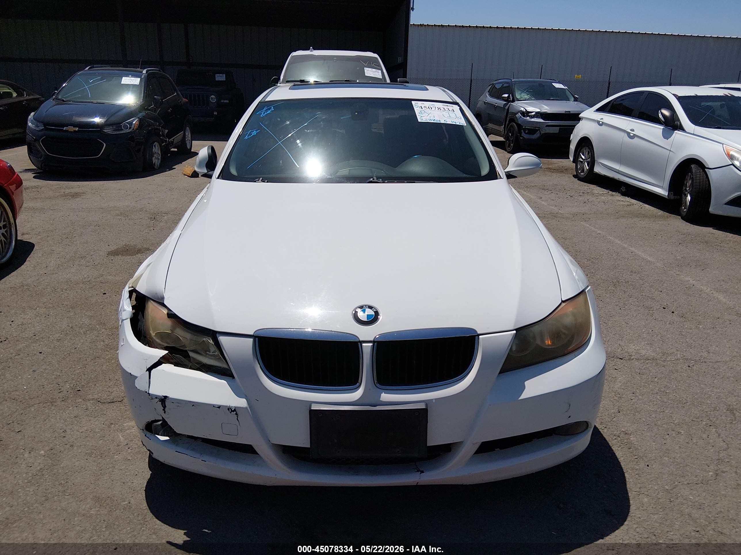 2007 Bmw 328i   White vin: WBAVC53557FZ80234