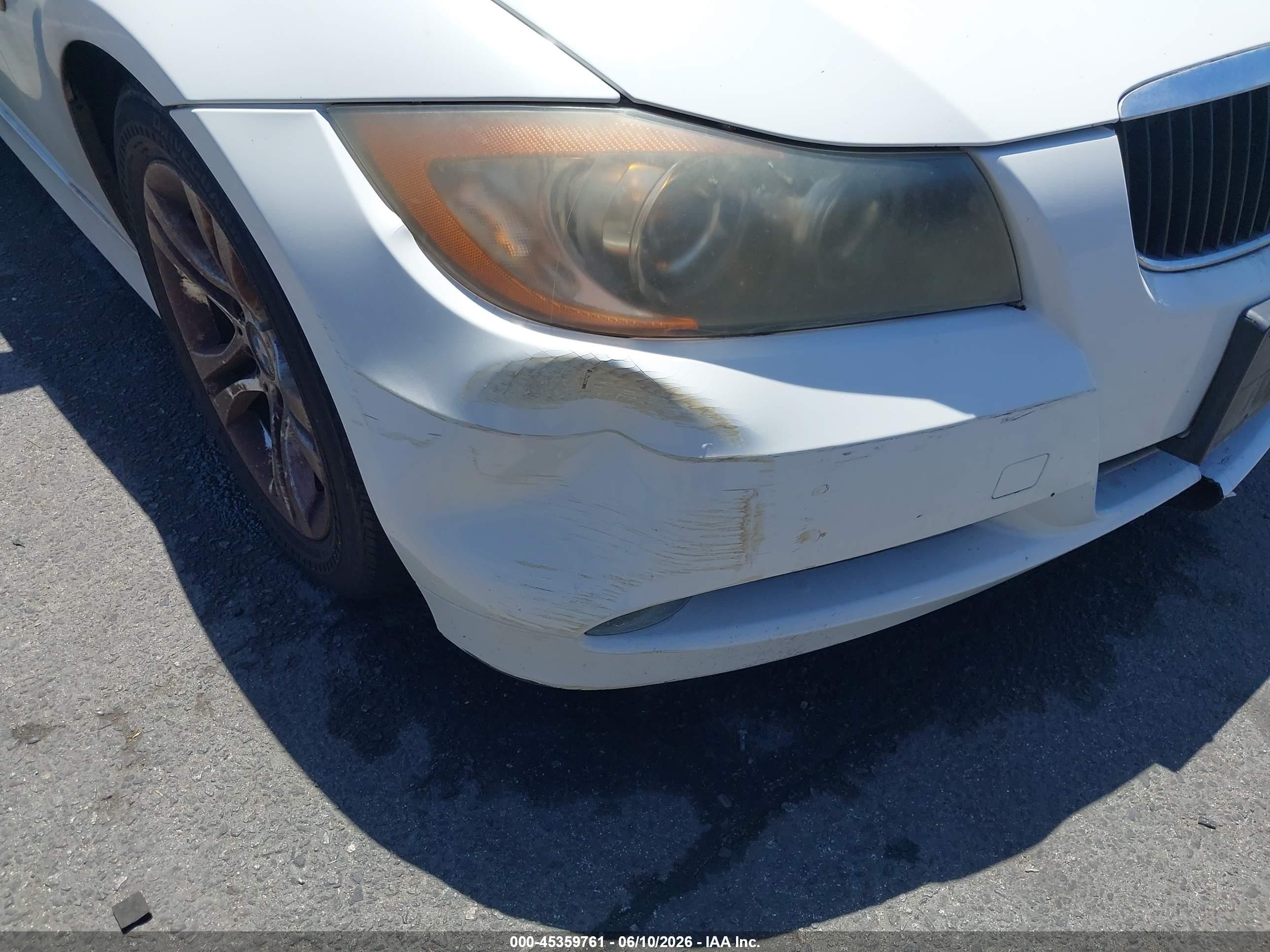 2008 Bmw 328i White vin: WBAVC57528NK77174