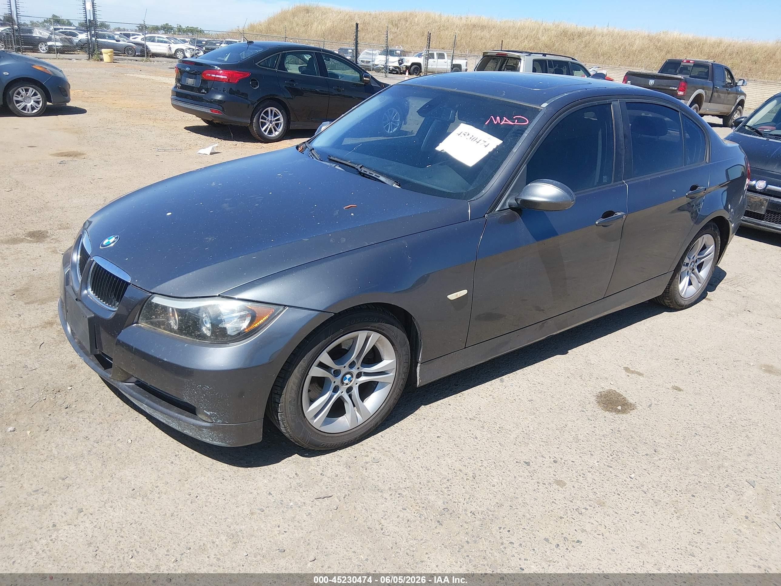 2008 Bmw 328i   Gray vin: WBAVC57598NK77396
