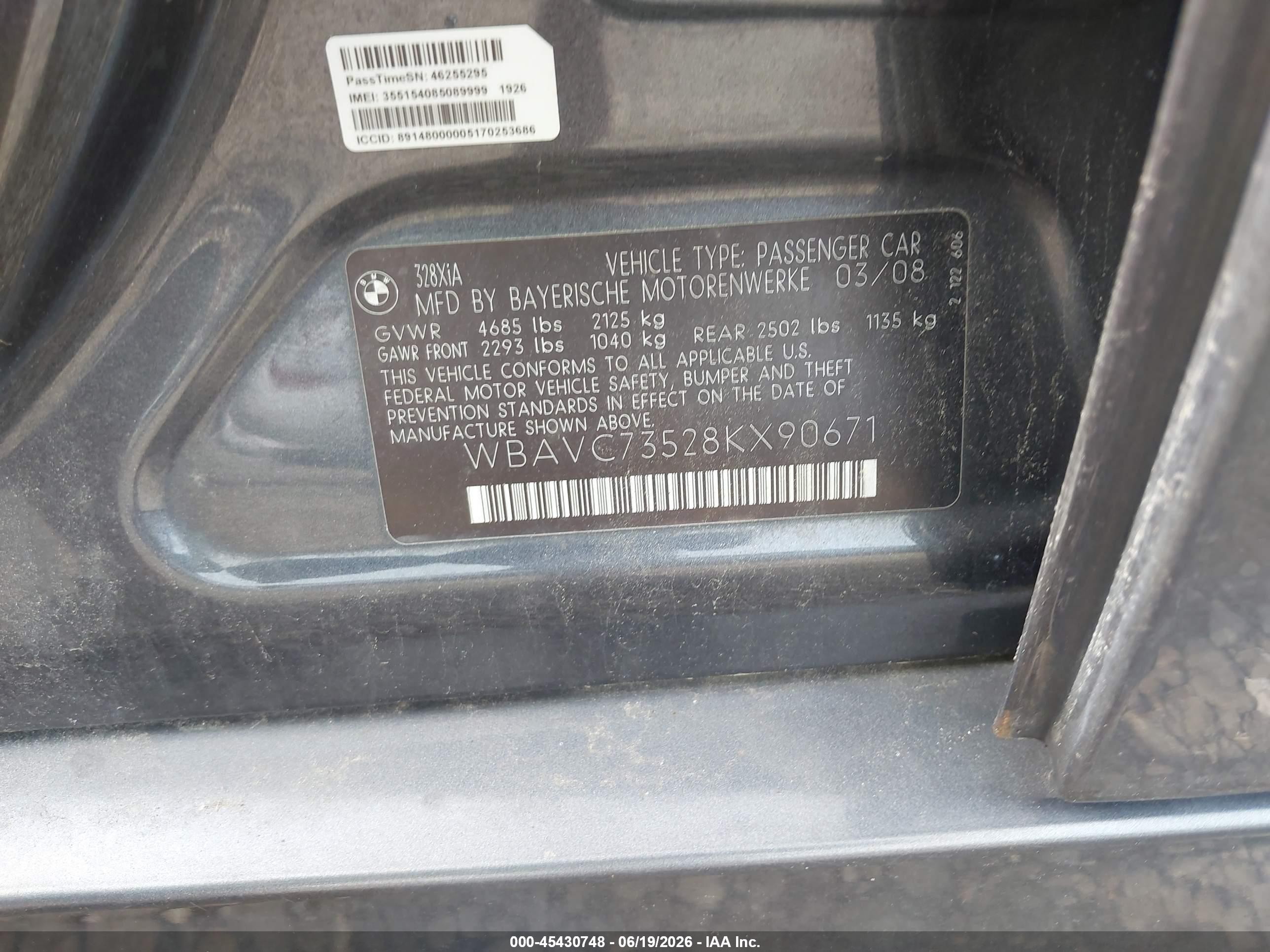 2008 Bmw 328xi   Gray vin: WBAVC73528KX90671