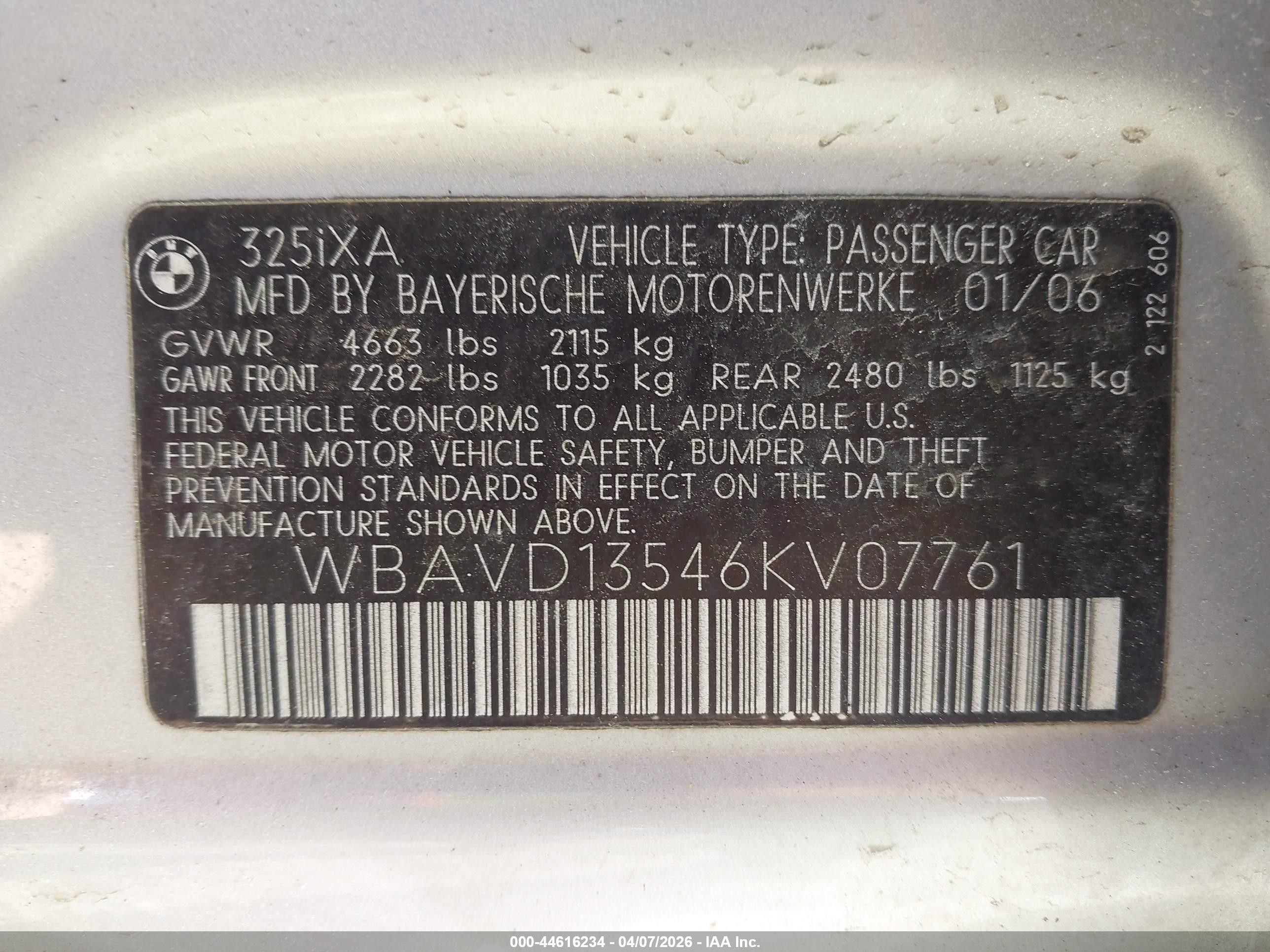2006 Bmw 325xi   Silver vin: WBAVD13546KV07761