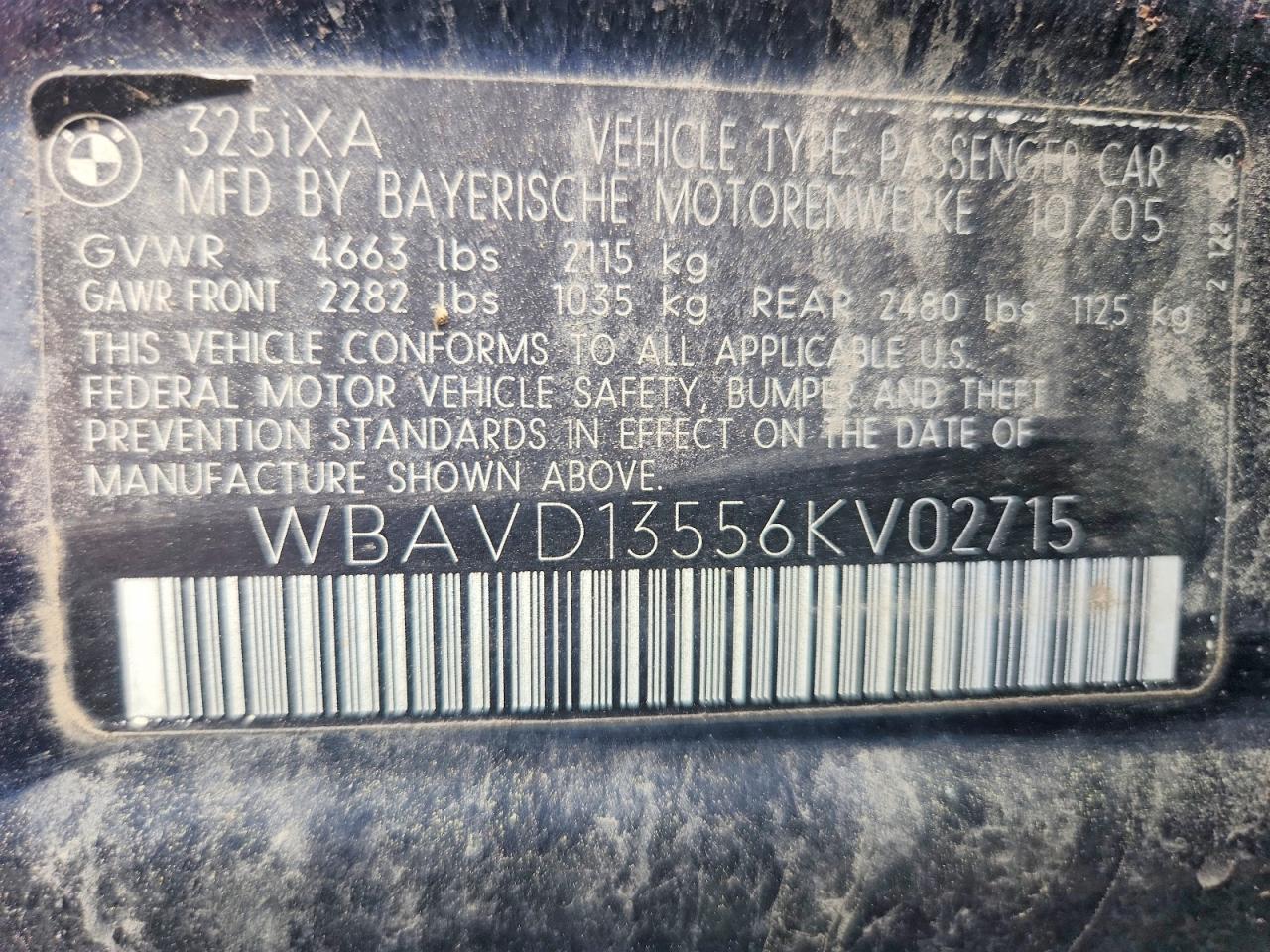 2006 Bmw 325 Xi Blue vin: WBAVD13556KV02715