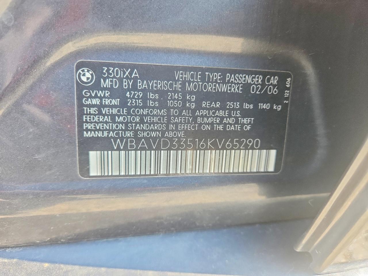 2006 Bmw 330 Xi Gray vin: WBAVD33516KV65290