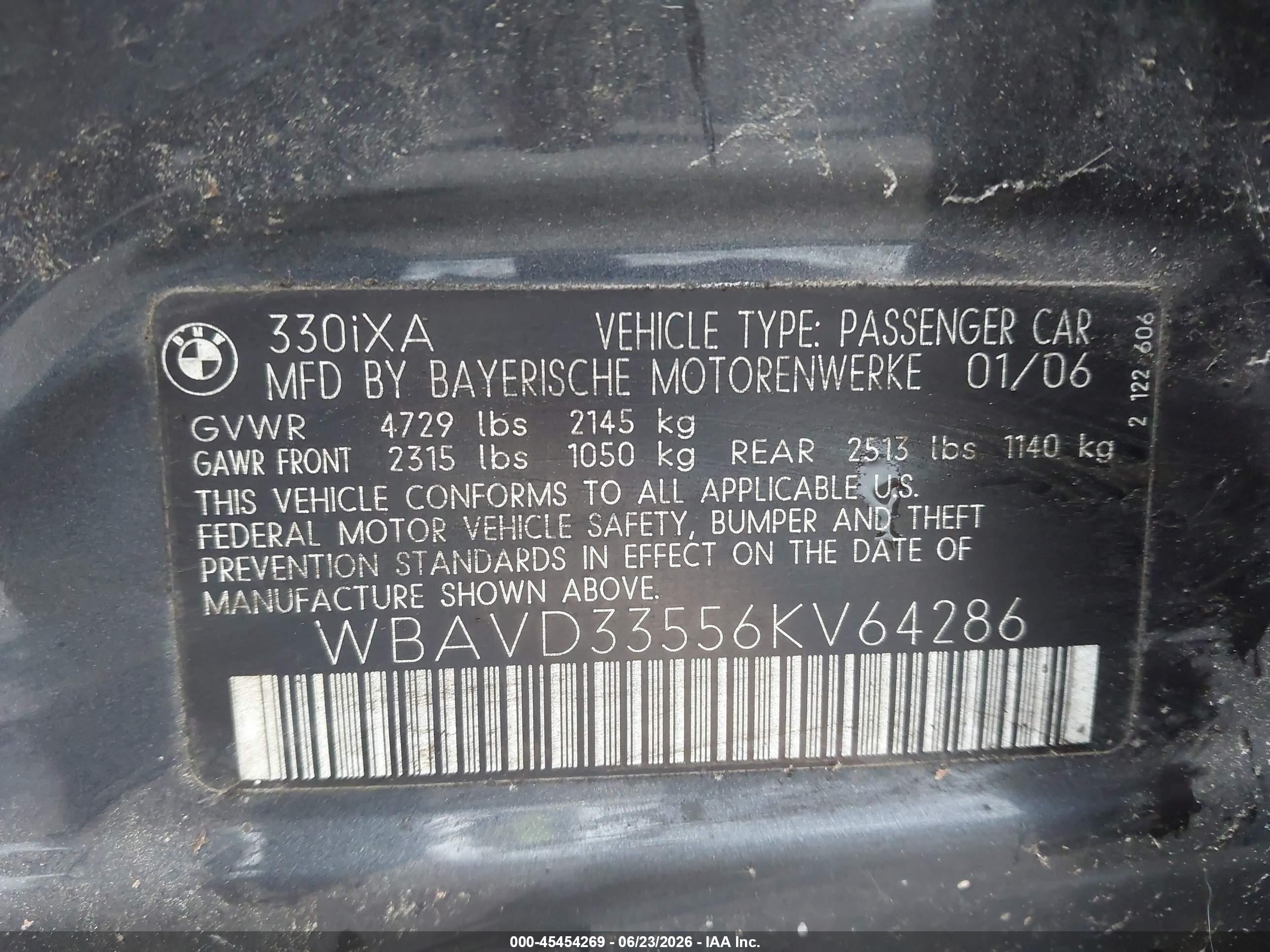 2006 Bmw 330xi   Gray vin: WBAVD33556KV64286