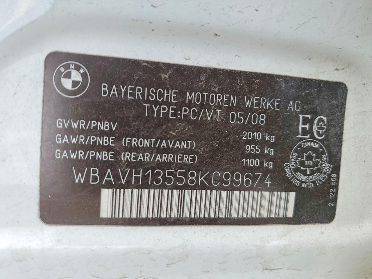 2008 Bmw 323 I White vin: WBAVH13558KC99674