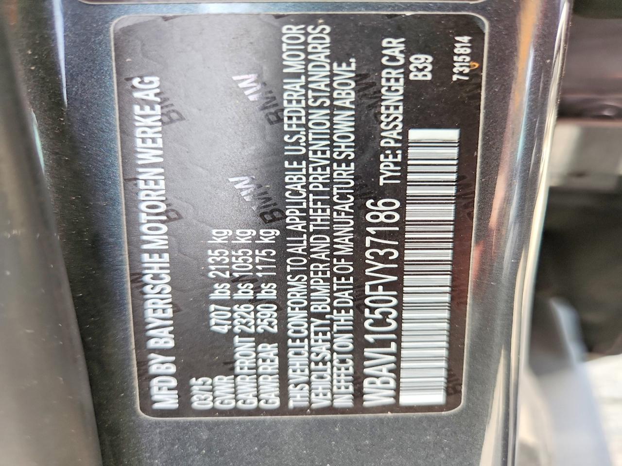 2015 Bmw X1 Xdrive28i Gray vin: WBAVL1C50FVY37186