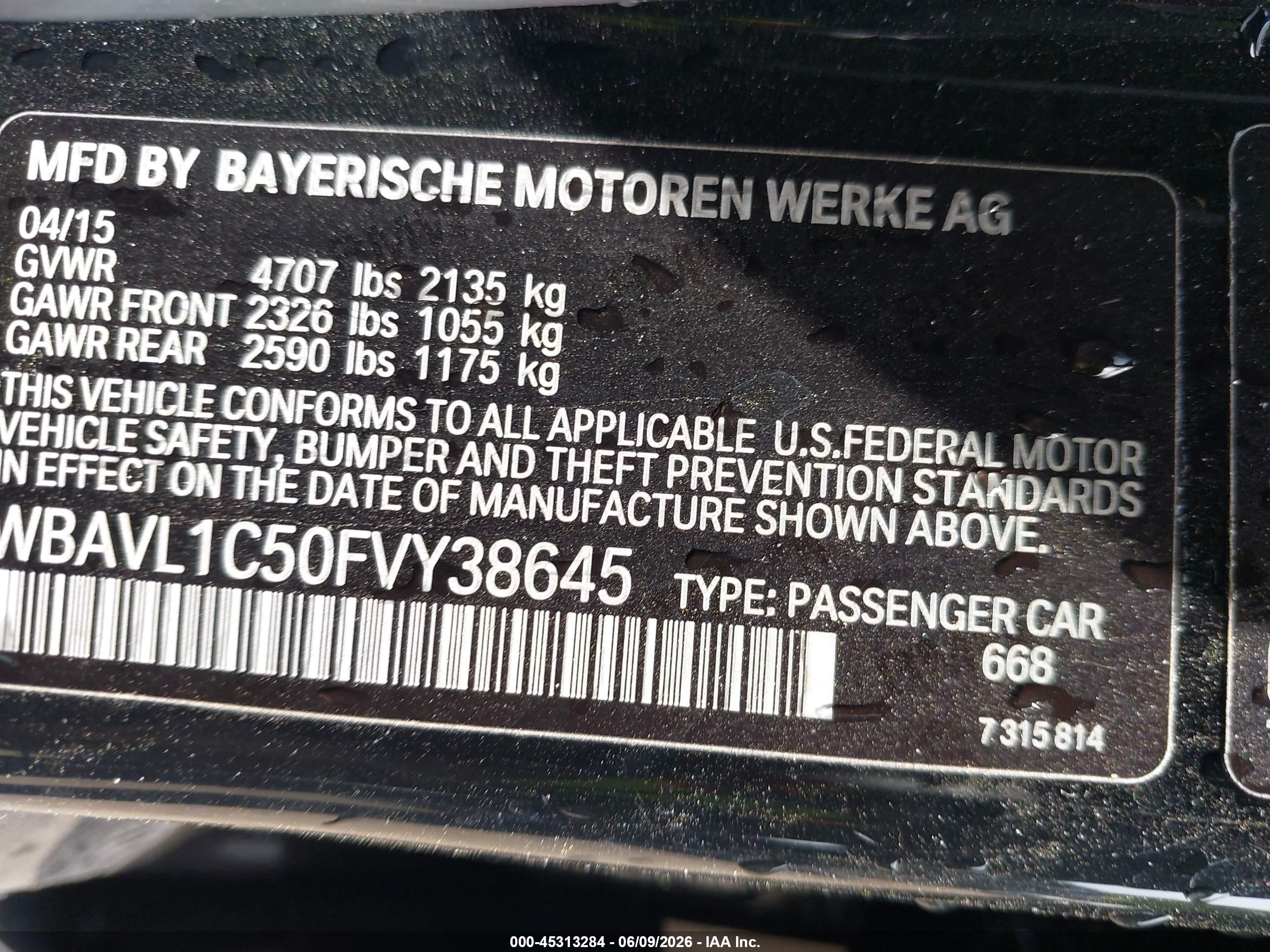 2015 Bmw X1 Xdrive28i Black vin: WBAVL1C50FVY38645