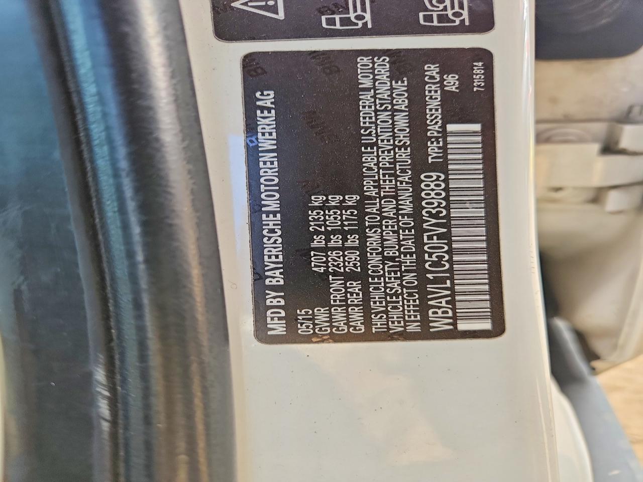2015 Bmw X1 Xdrive28i White vin: WBAVL1C50FVY39889
