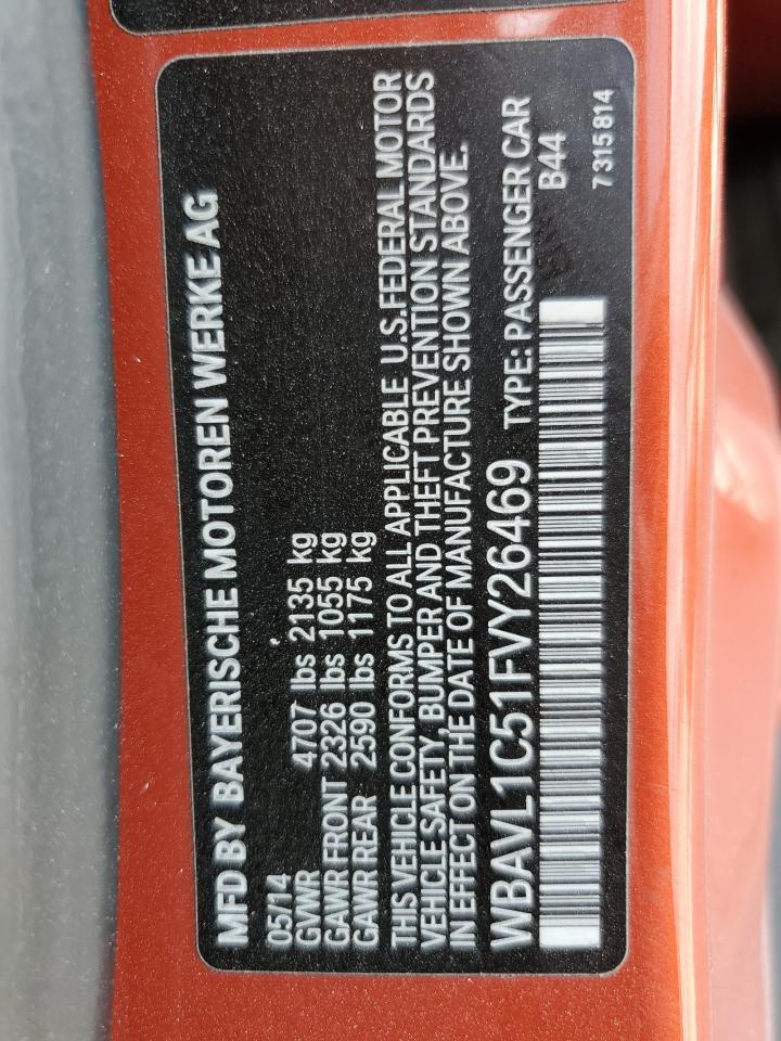 2015 Bmw X1 Xdrive28i Orange vin: WBAVL1C51FVY26469